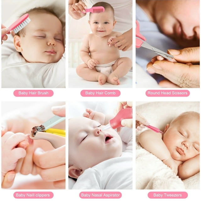 Baby Grooming Kit,BUSATIA 21 in 1 Infant Safety Care Set with Hair Brush Comb Nail Clipper Nasal Aspirator,Baby Essentials Kit for Newborn Girls Boys-Pink Baby Grooming kit