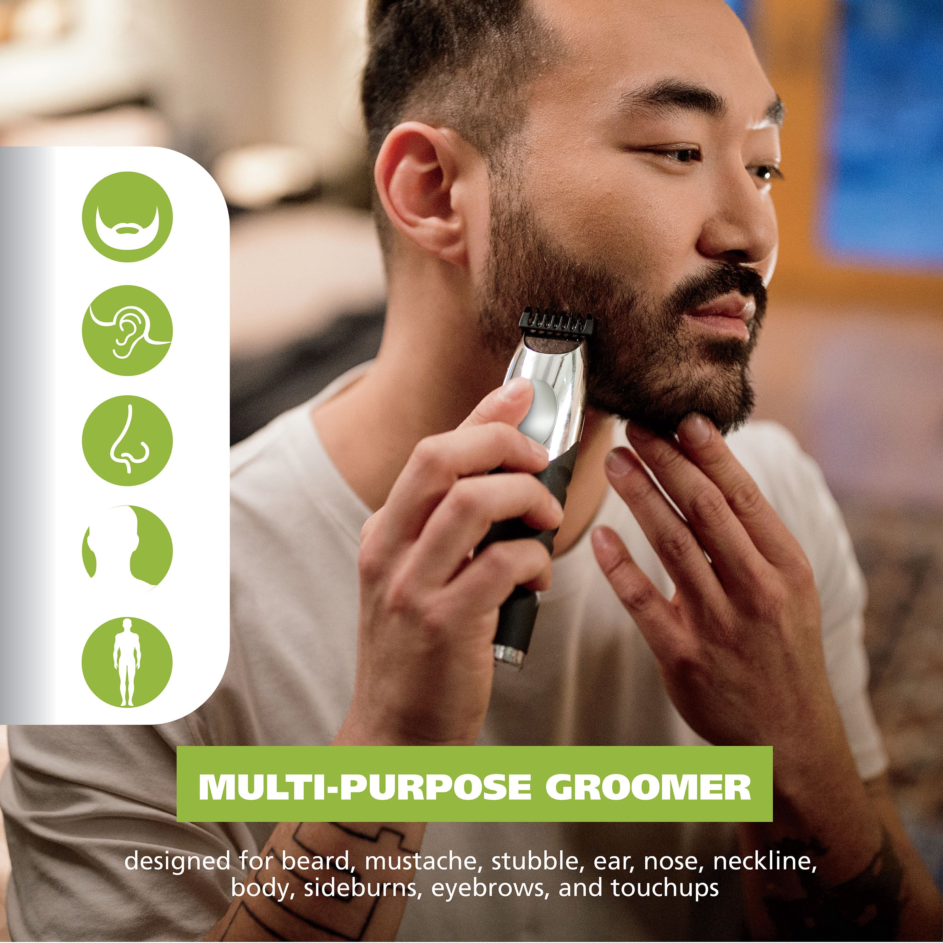 All-in-One Head-to-Toe Beard and Body Grooming Kit for Men, Lithium Trimmer, 3025773