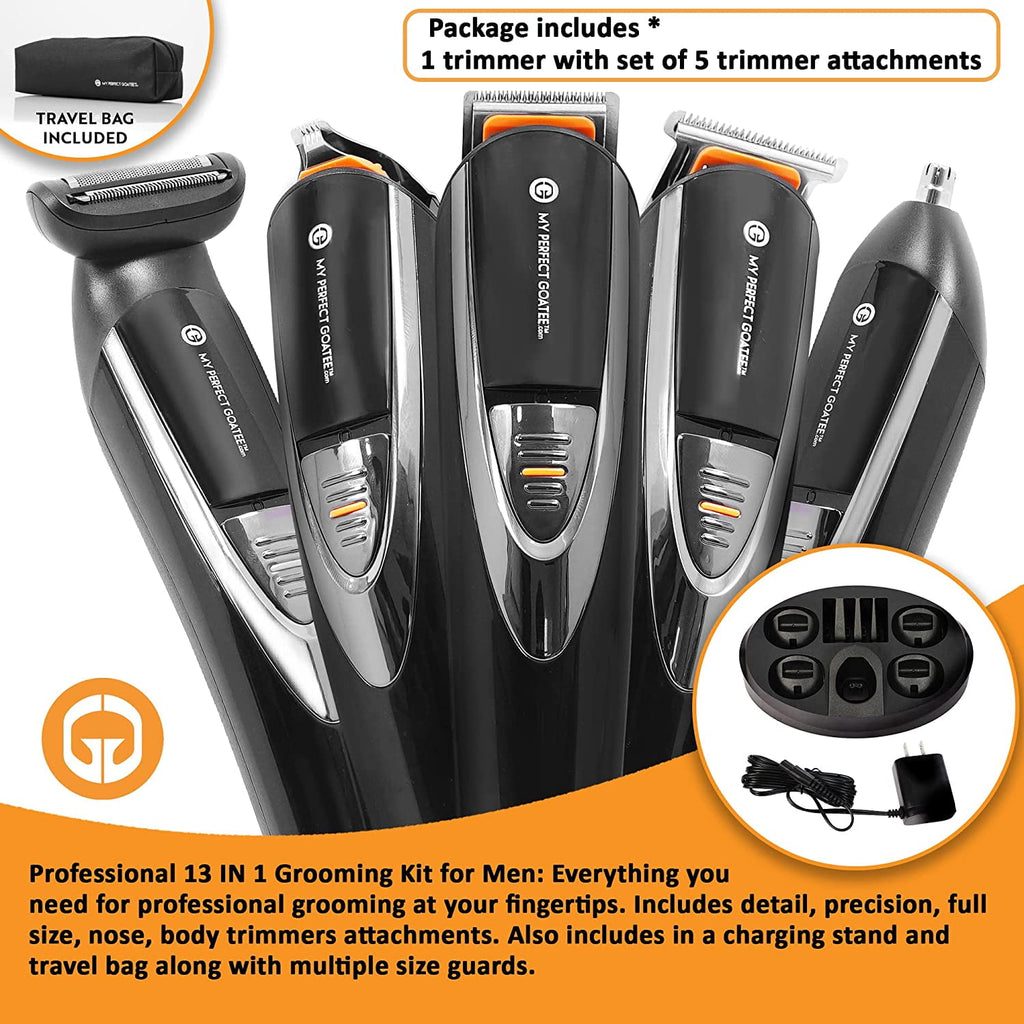 My Goatee Beard Trimmer, Grooming Kit with LED Battery Charge Indicator, Travel Bag