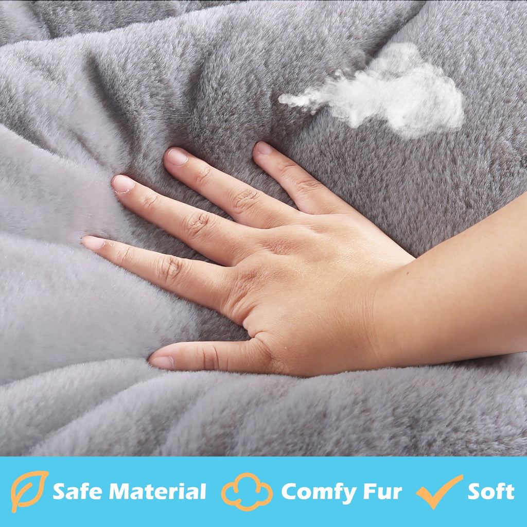 Plush Washable Dog Bed Ultra Dog Crate Mat Kennel Pad Anti-Slip Pet Sleeping Bed for Small Medium Large Dogs,Gray 36" x 23"