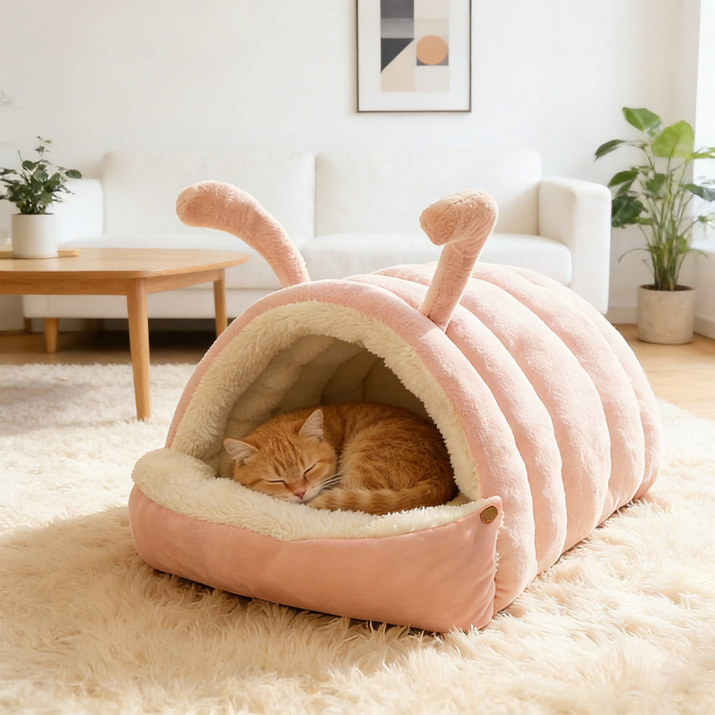 Winter Cat and Dog Bed, Pet Cushion, Removable Semi-Enclosed Pet Cave, Indoor Pet Bedding for Small Animals, Washable Pet Nest