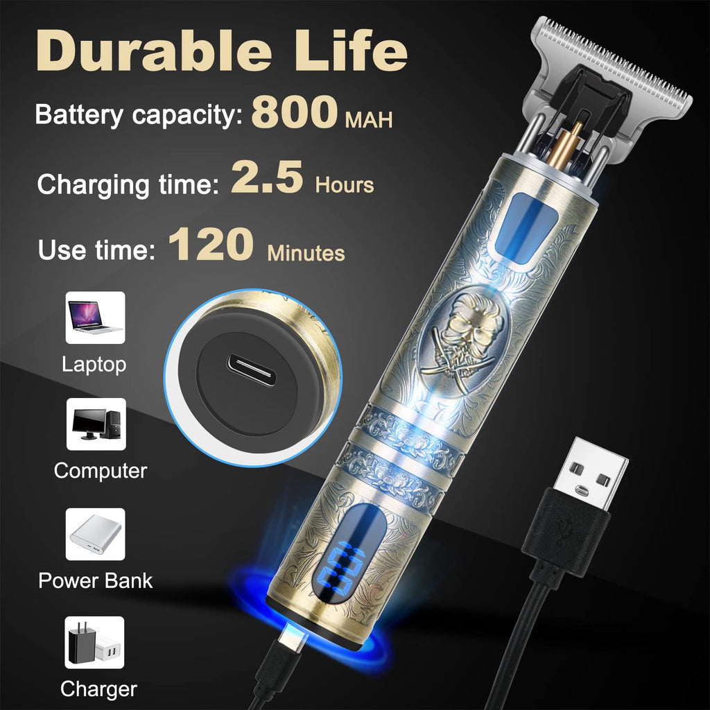 Hair Trimmer for Men, Beard Trimmer Hair Clippers for Men, Cordless Rechargeable Hair Trimmer Cutting Grooming Kit,Beard Shaver Barbershop with LCD