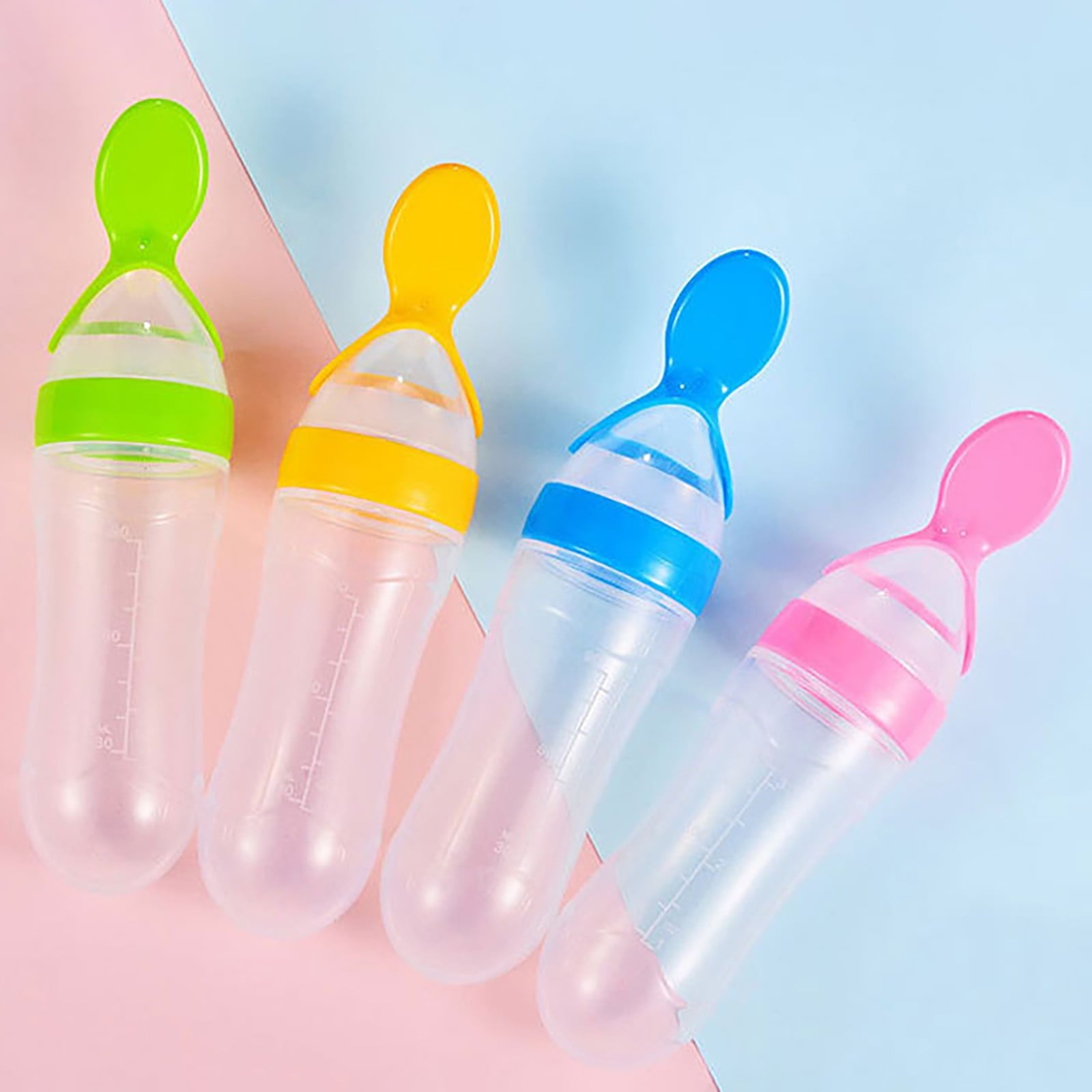 Pedty 1* Squeezed Feeding Spoon,1pc Silicone Baby Food Bottle Spoon Feeder For Baby Toddler Infant Cereal Food Supplement 120ml