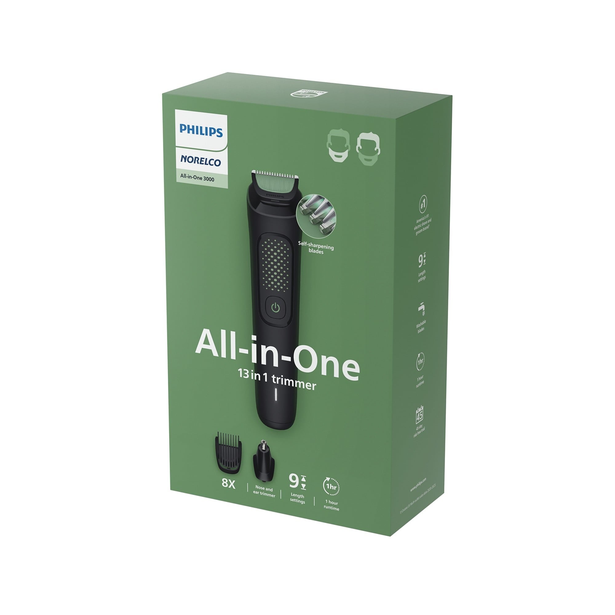All-In-One 3000 Series 13 In 1 Trimmer, Beard Styler &amp; Men'S Hair Clipper, 9 Length Settings &amp; Self-Sharpening Skin-Friendly Blades, MG3919/50