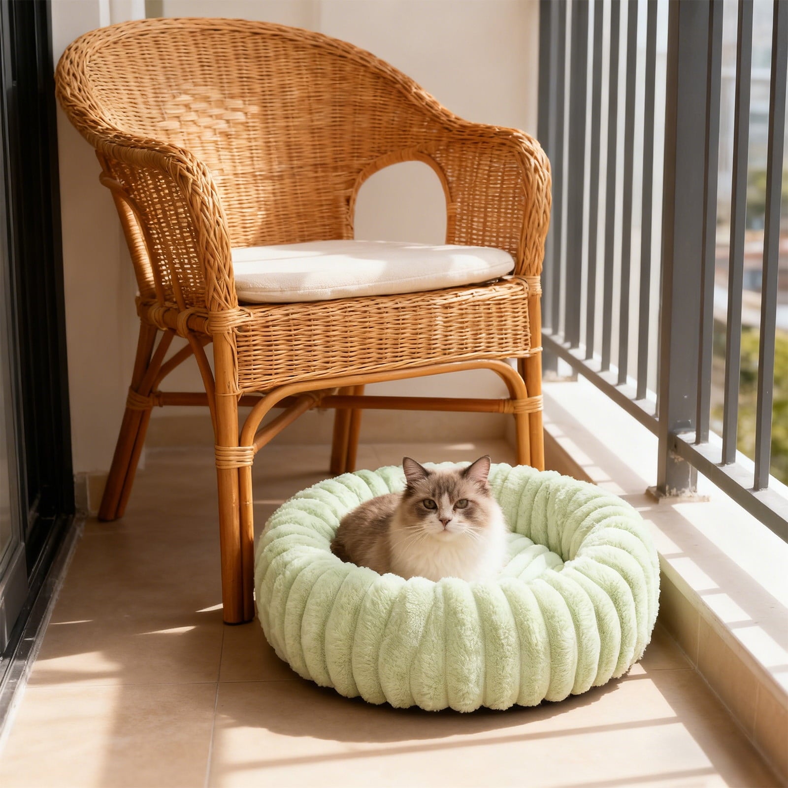 High Pile Plush Round Pet Bed Kennel Mat Extra Dog Cat Bed with Raised Edge for Small Medium Pets