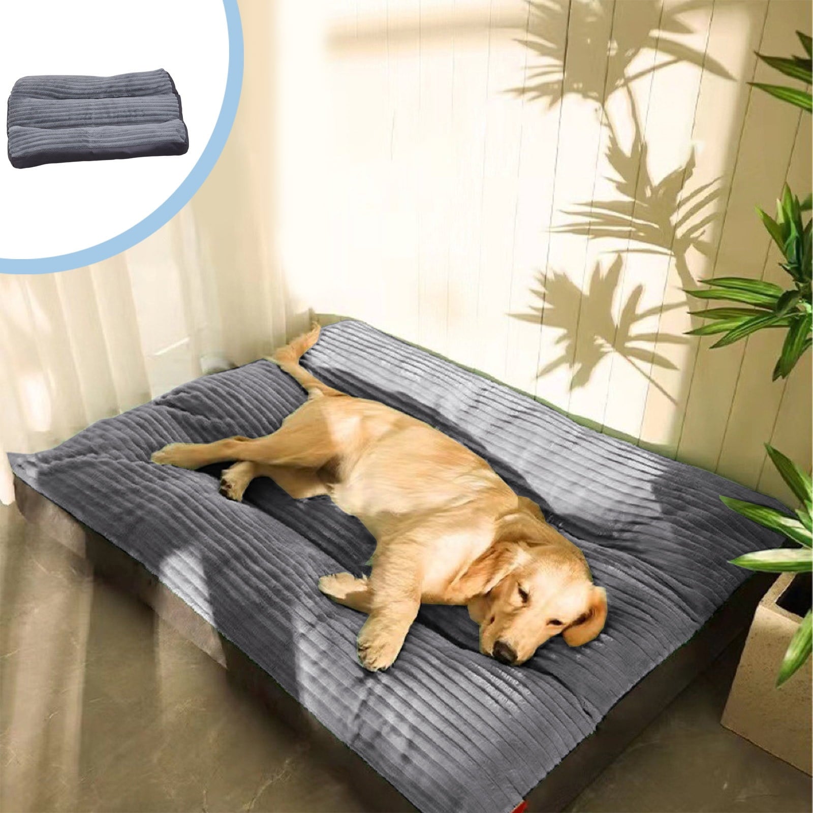 Dog Bed Washable with Removable Cover , Flannel Dog Crate Beds for Large Medium Small Dogs Cats, Pet Beds Kennel Pad 23.6 inch x 18.5 inch