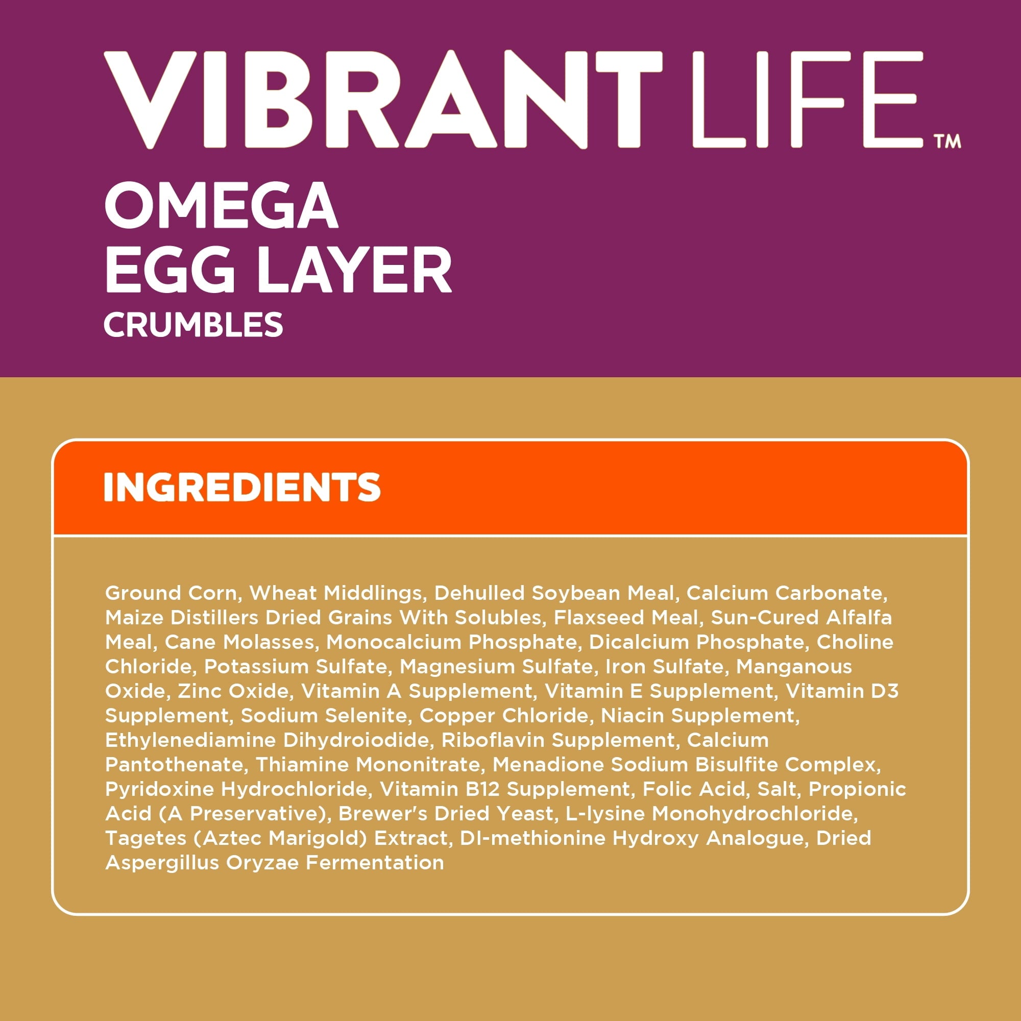 Omega Egg Layer Crumble, 40 lb Bag