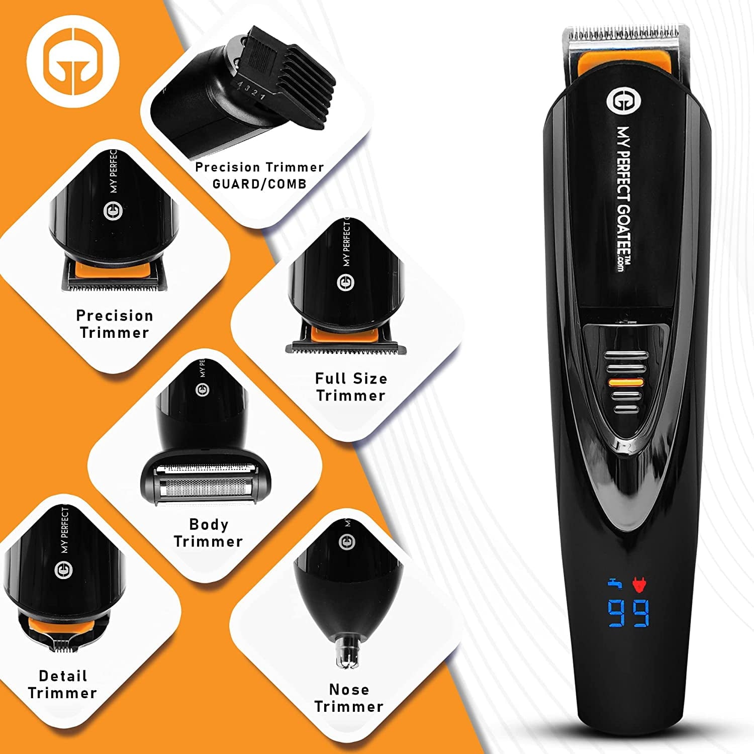 My Goatee Beard Trimmer, Grooming Kit with LED Battery Charge Indicator, Travel Bag
