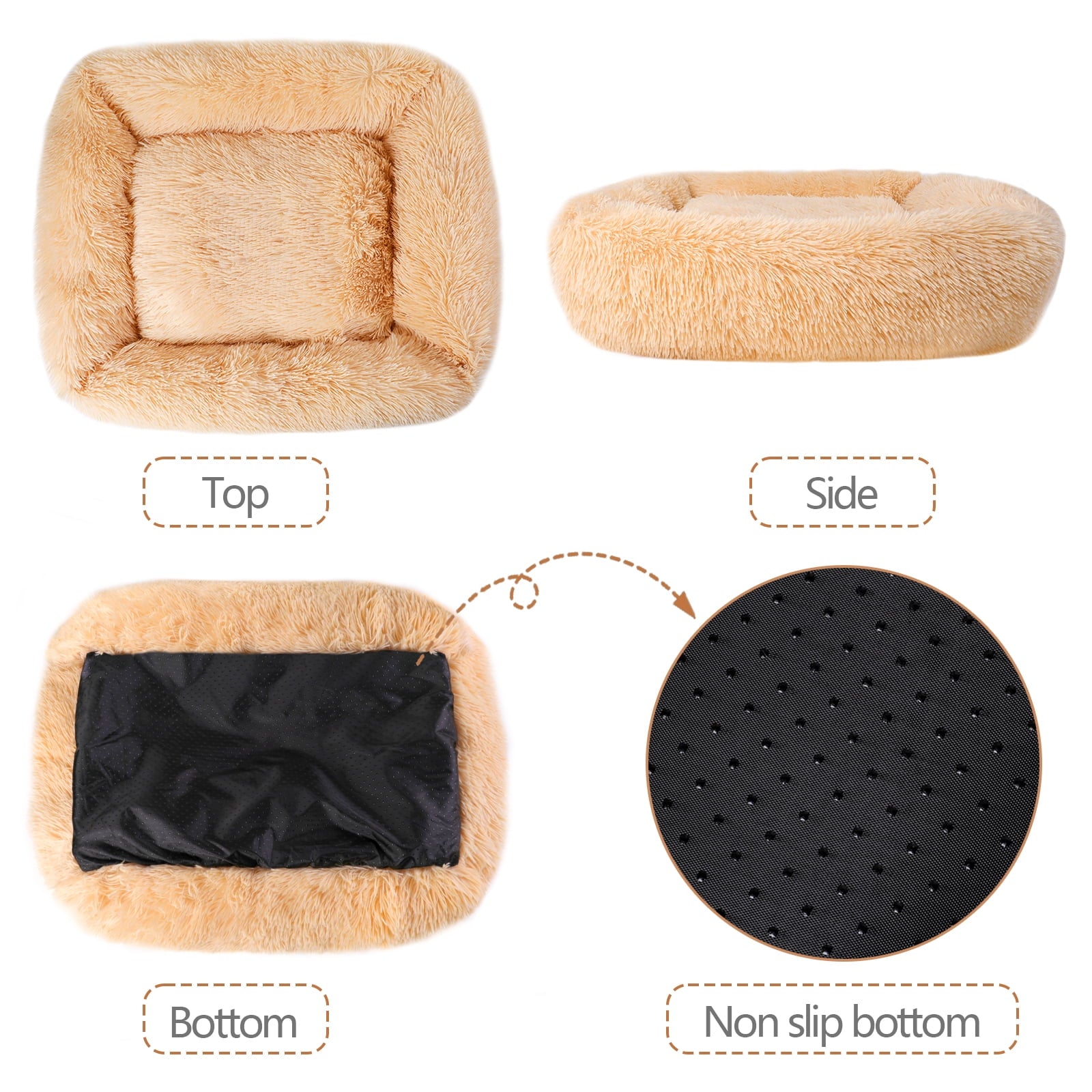 Rectangle Plush Pet Bed Bed for Dogs Cats Kennel Cuddler Crate Cushion Mat Washable