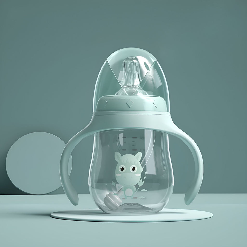ACDANC 1Pc Handheld Baby Bottle 0-6 Month Newborn Self-Feeding Cups Training Infant Juice Milk Drinking with Spout Travel Gifts 180ML, Green