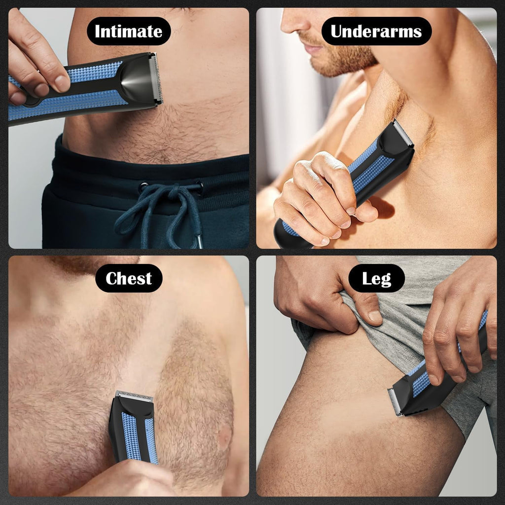 Body Hair Trimmer – Pubic, Groin, Chest &amp; Underarm Grooming Kit, Cordless Rechargeable Beard Trimmer w/ Adjustable Taper for Men Women, Black