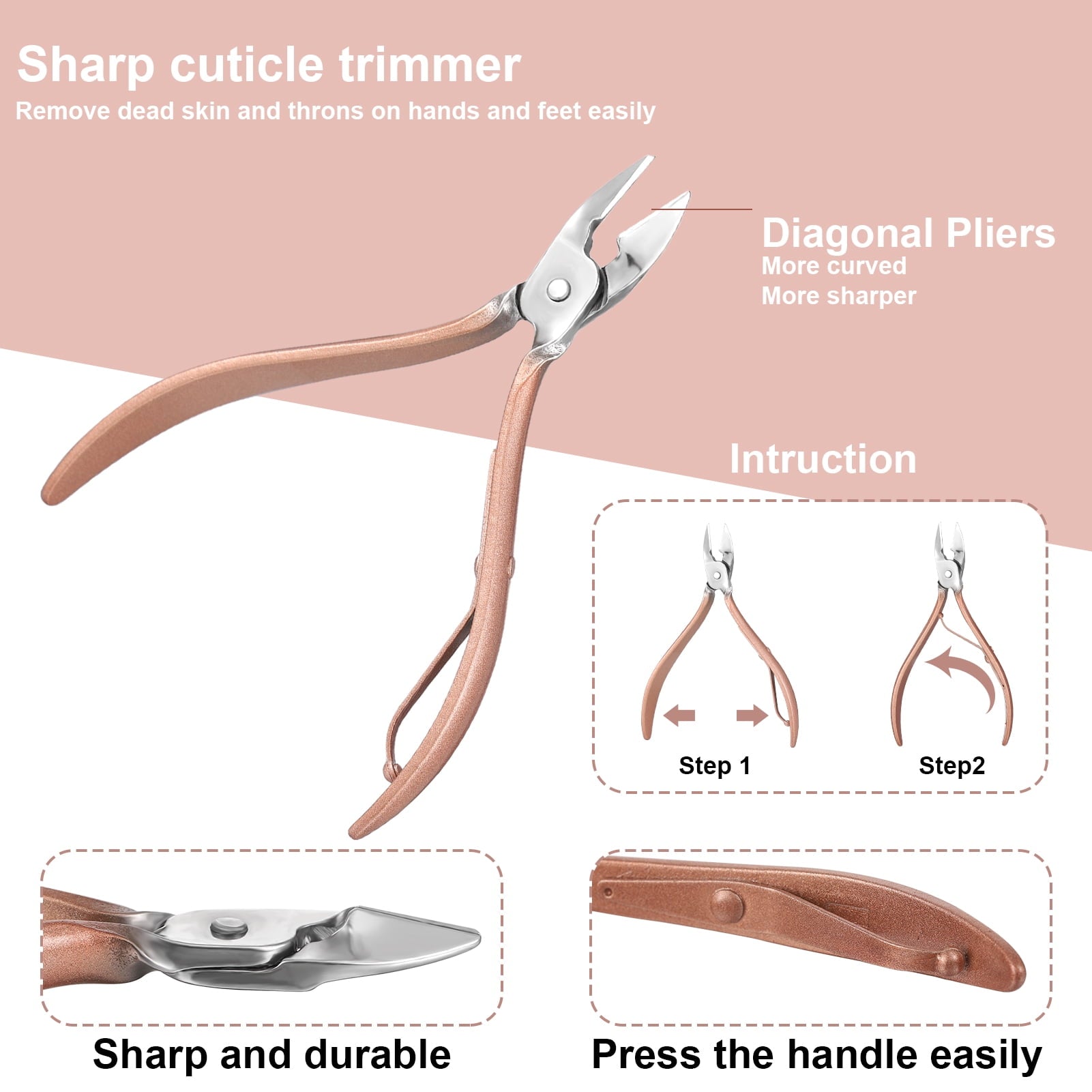 Abaima 16pcs Manicure Sets,Mini Pedicure Kit Nail Clippers, Grooming Kit with PU Leather Case, Stainless Steel Trave Nail Care Tools(Pink)