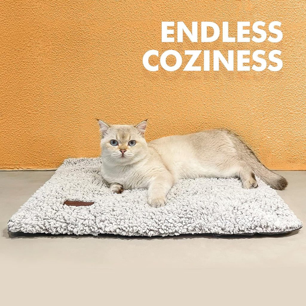 Self Warming Cat Bed for Indoor Cats Self Heating Pet Pad with Removable Washable Cover Non Slip Dog Bed for Small Dogs, Gray, 24*18