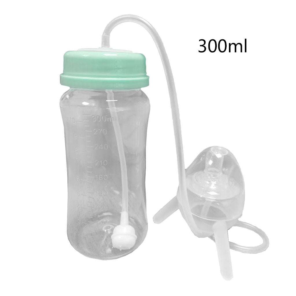 Sorrowso Self-Feeding Baby Bottle with Long Straw Handless Imitation Milk Weaning Bottle