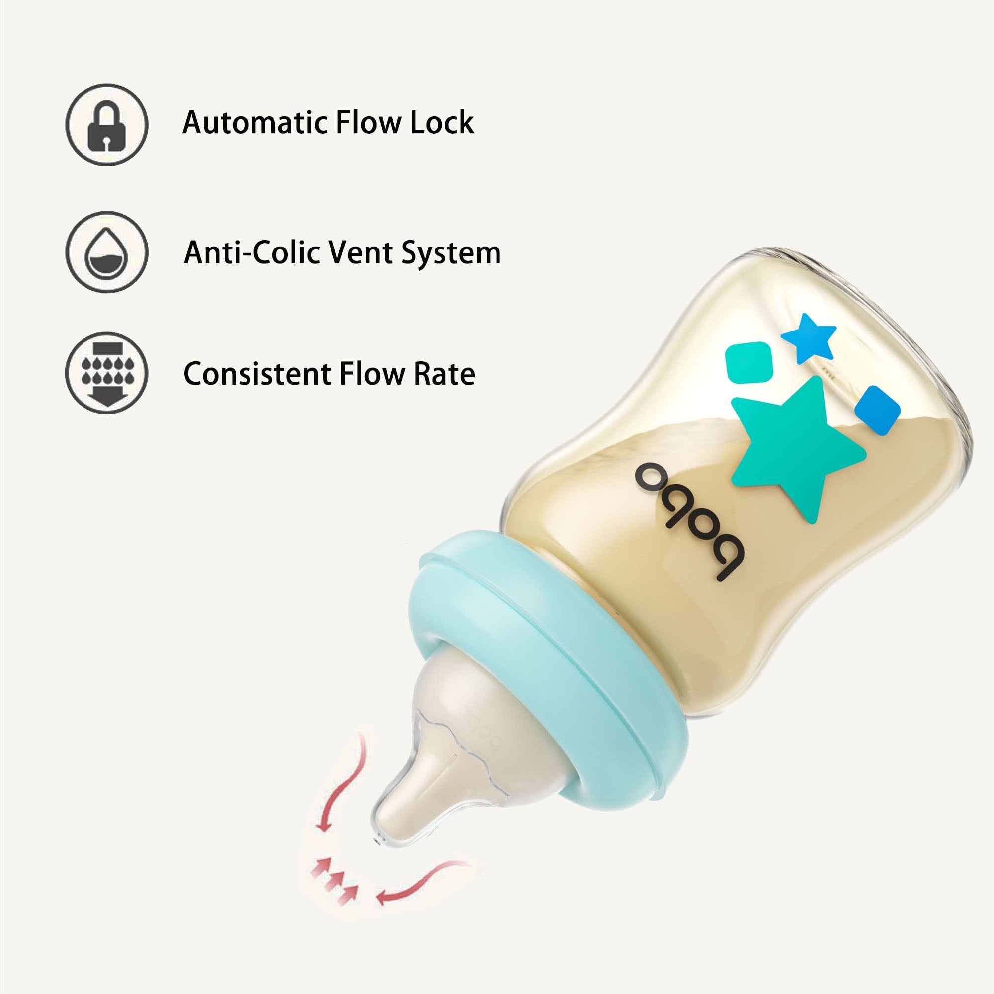 YOHKOH Newborns Natural Slow Flow Baby Bottles,for Breast/Mixed Feeding,5.4oz,2pk,Blue