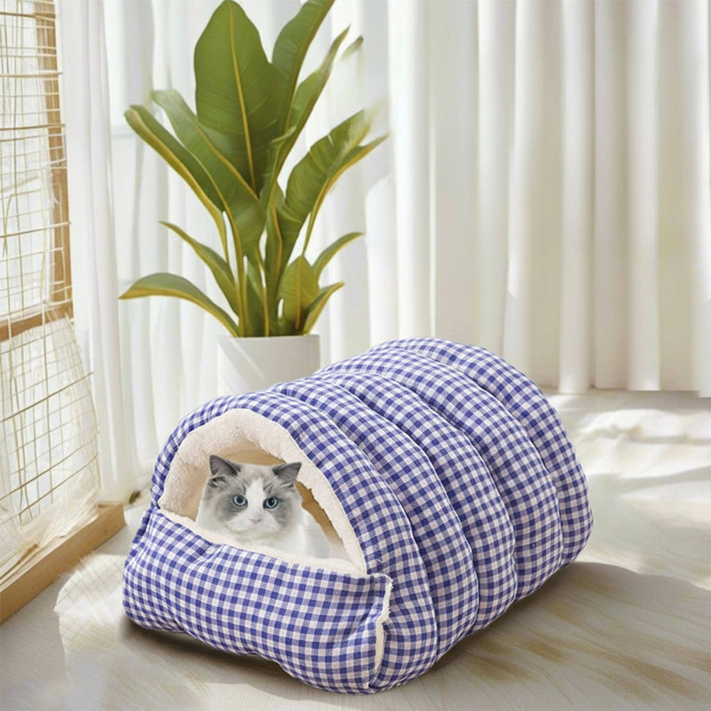 Winter Small Pet Bed - Washable Semi-Enclosed Cat/Dog Bed, Dual-Purpose (Open/Closed), Wear-Resistant Cloth, Fits Pets Under 5 lbs, Green, Compact 18.9x11.8x7.87in