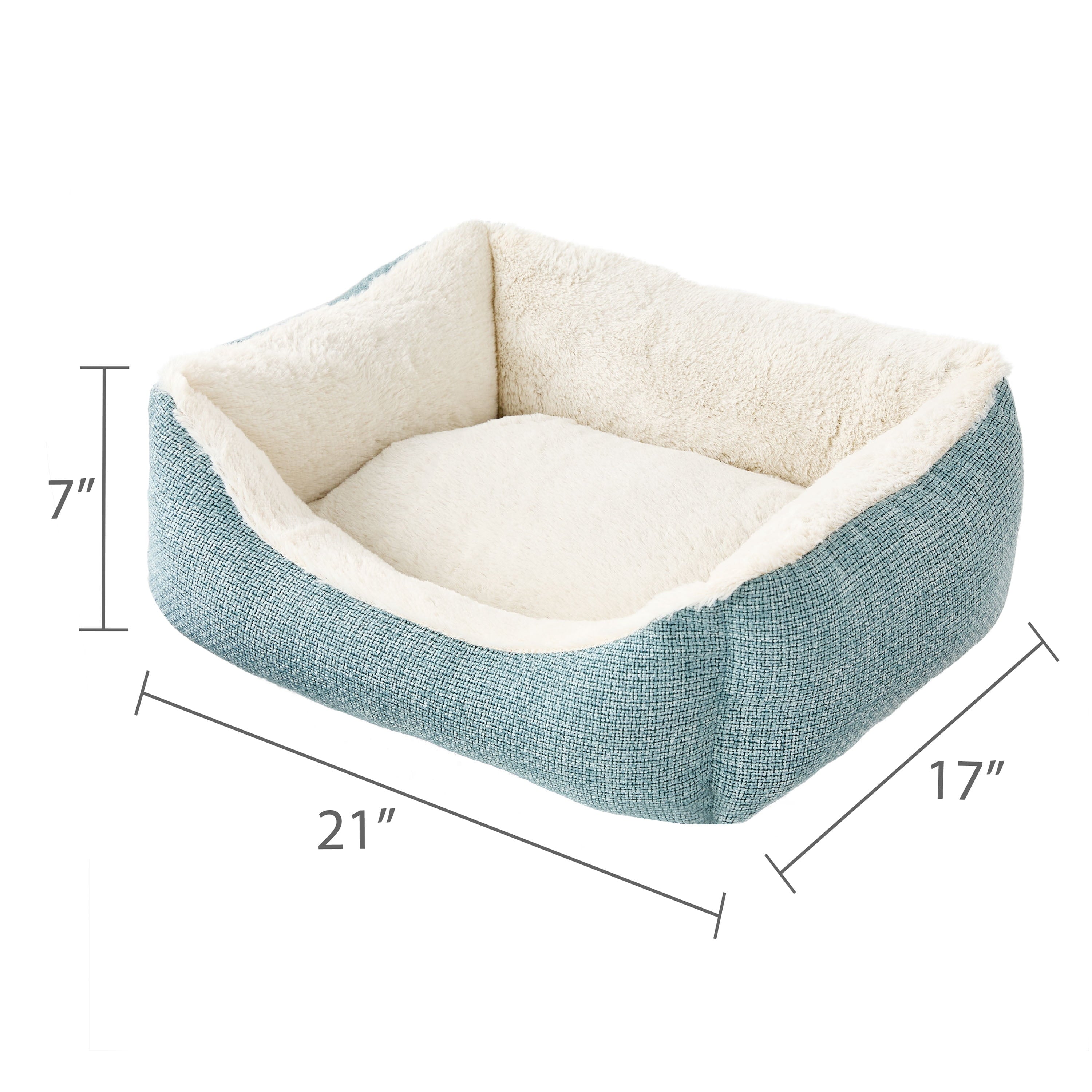 Small Luxe Cuddler Dog Bed, Blue, 17" x 21"