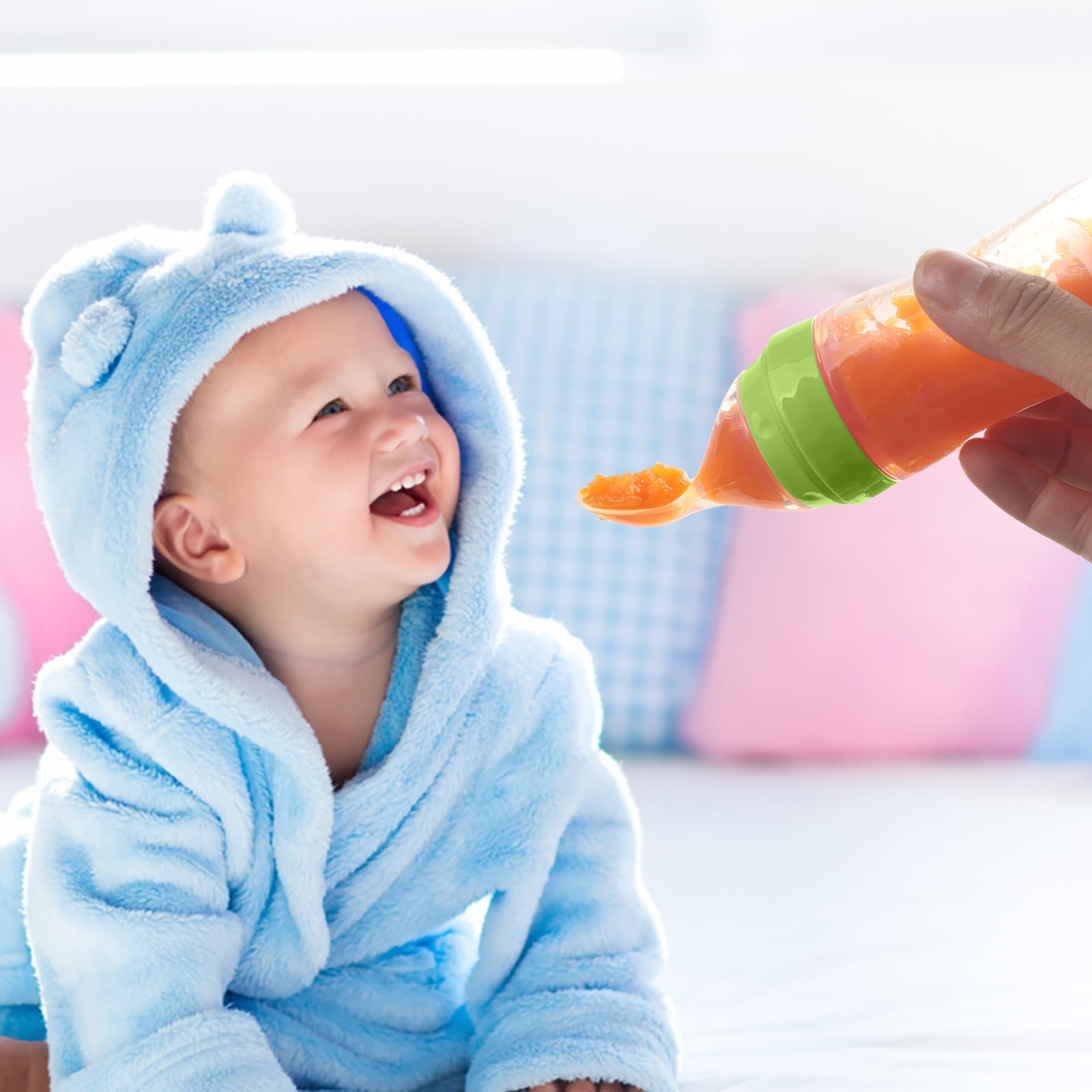 Pedty 1* Squeezed Feeding Spoon,1pc Silicone Baby Food Bottle Spoon Feeder For Baby Toddler Infant Cereal Food Supplement 120ml