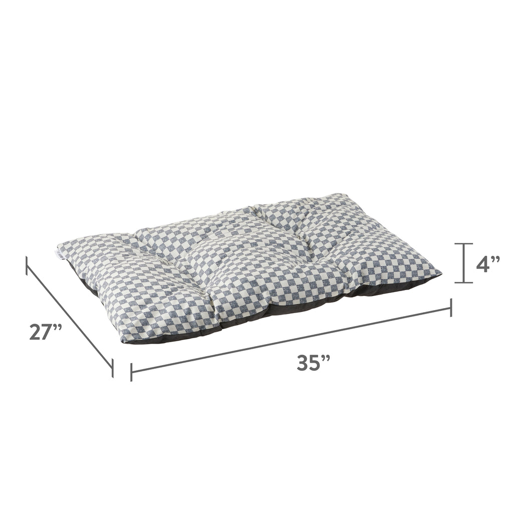 Bed for Dogs, Tufted Pillow, , Black and White Checkered, 35" x 27"