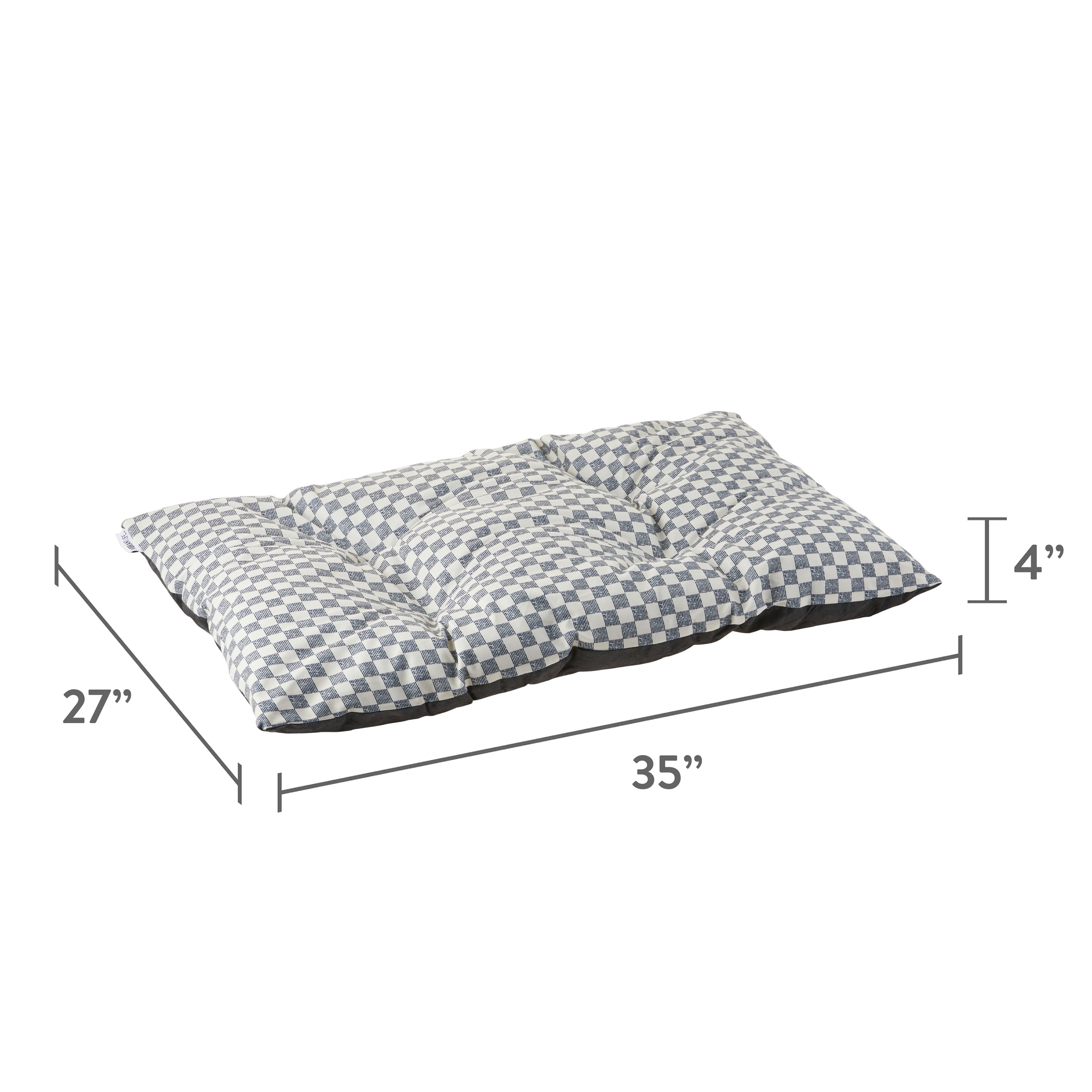 Bed for Dogs, Tufted Pillow, , Black and White Checkered, 35" x 27"