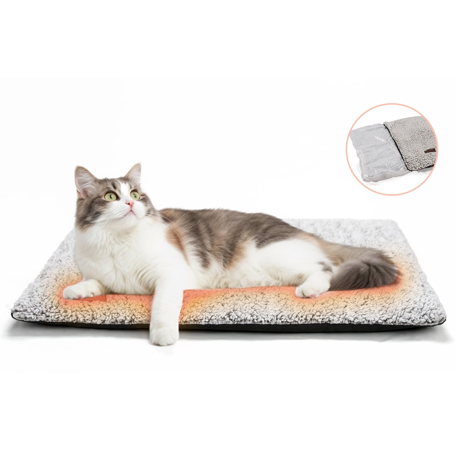 Self Warming Cat Bed for Indoor Cats Self Heating Pet Pad with Removable Washable Cover Non Slip Dog Bed for Small Dogs, Gray, 24*18