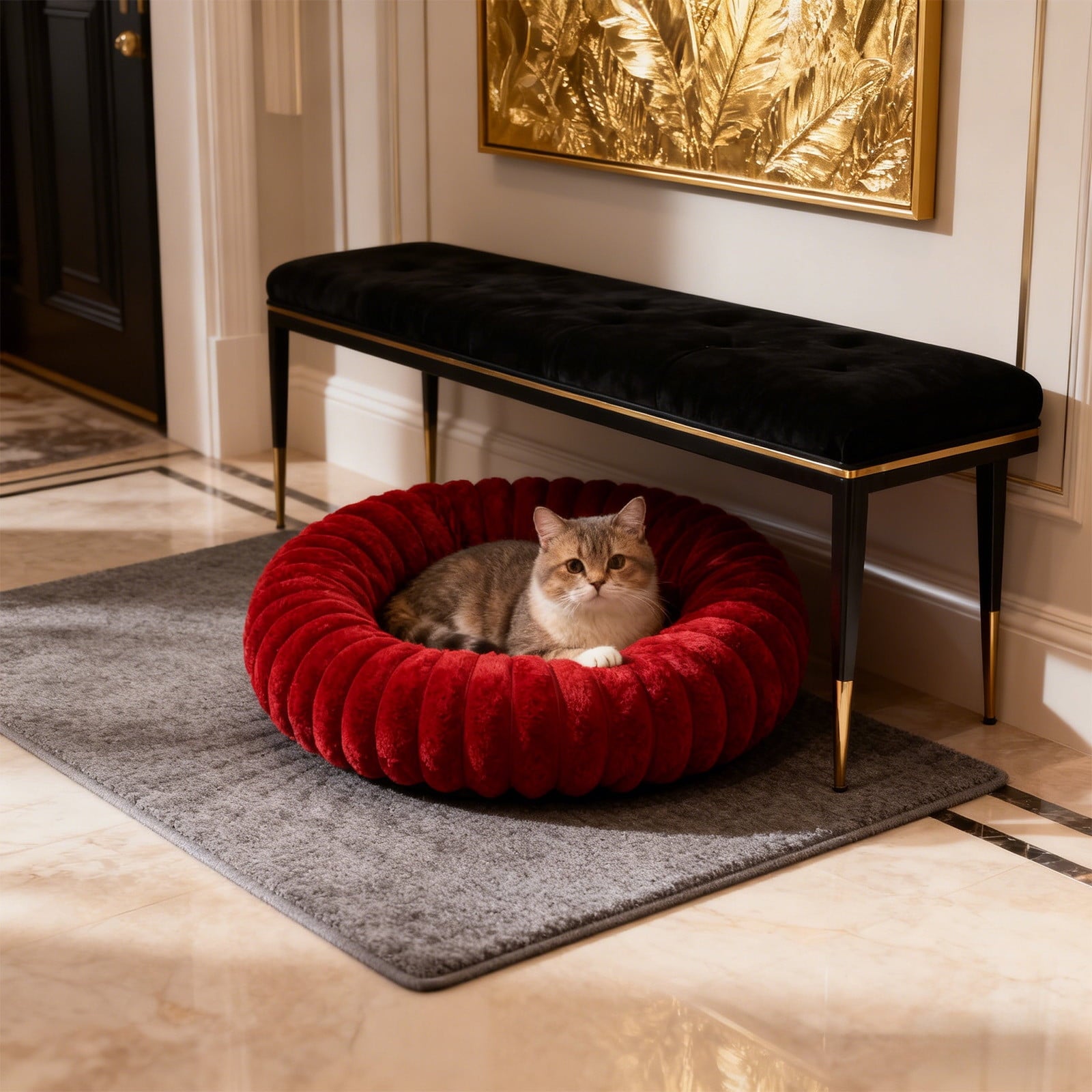 High Pile Plush Round Pet Bed Kennel Mat Extra Dog Cat Bed with Raised Edge for Small Medium Pets