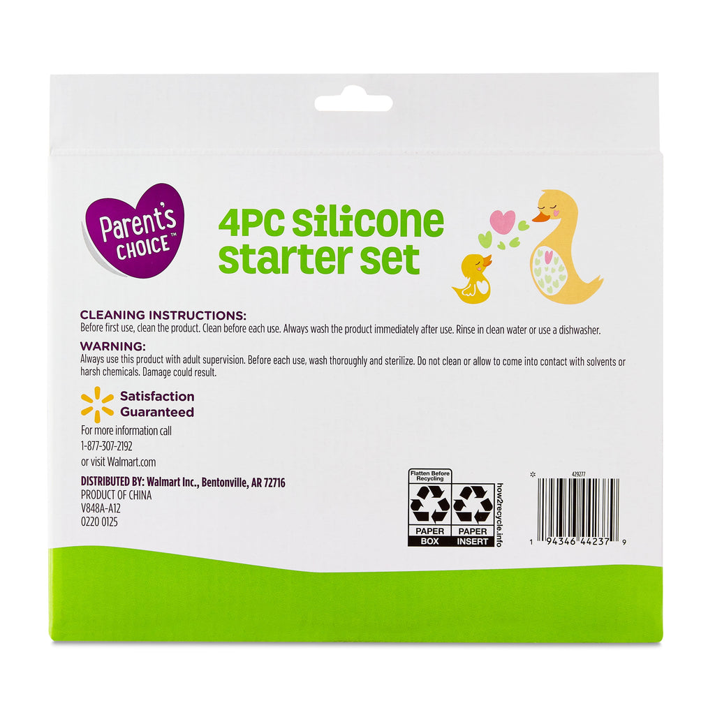 4-Piece Silicone Baby Feeding Starter Set, 6+ Months