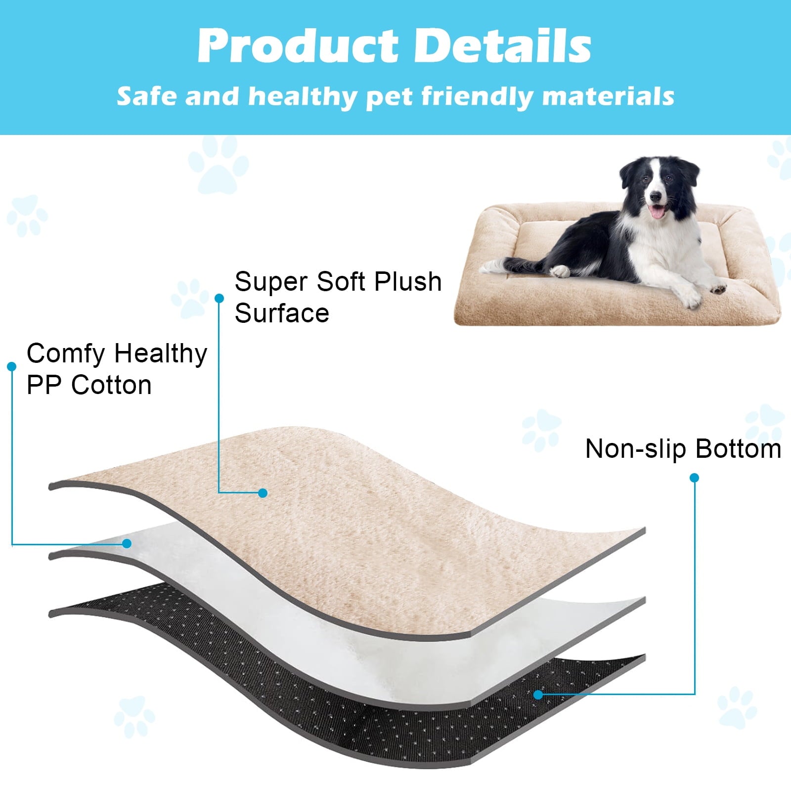 Plush Washable Dog Bed Ultra Dog Crate Mat Kennel Pad Anti-Slip Pet Sleeping Bed for Small Medium Large Dogs,Gray 36" x 23"