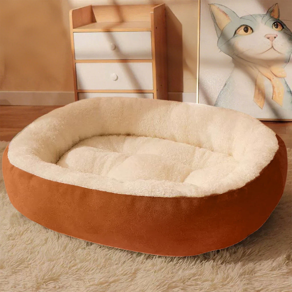 Oval Pet Bed Bed Fleece Warmth Pet Pad for Cat &amp; Small Dog