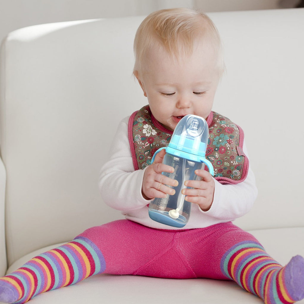 LHWEN 300ML Wide Caliber PP Baby Bottle with Handle Anti Drop Anti Flatulence Plastic Baby Bottle Easy Clean Comfortable Feeding Newborn Toddler Grip Ideal for All Ages