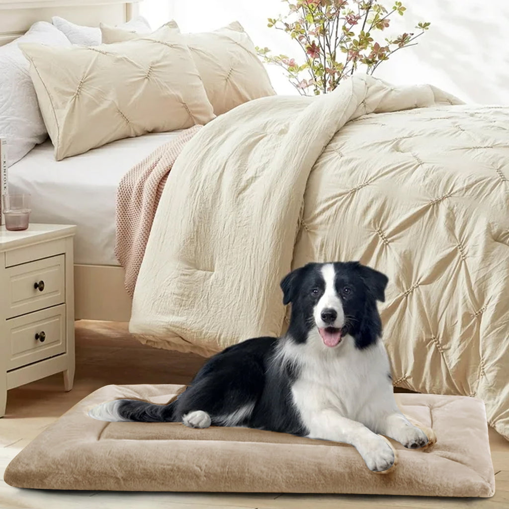 Plush Washable Dog Bed Ultra Dog Crate Mat Kennel Pad Anti-Slip Pet Sleeping Bed for Small Medium Large Dogs,Gray 36" x 23"