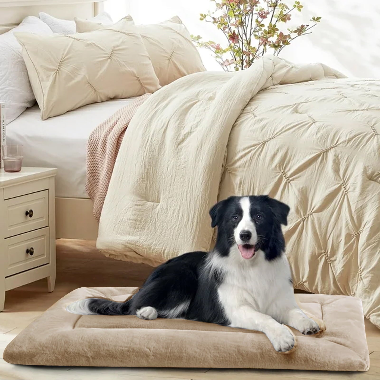 Plush Washable Dog Bed Ultra Dog Crate Mat Kennel Pad Anti-Slip Pet Sleeping Bed for Small Medium Large Dogs,Gray 36" x 23"