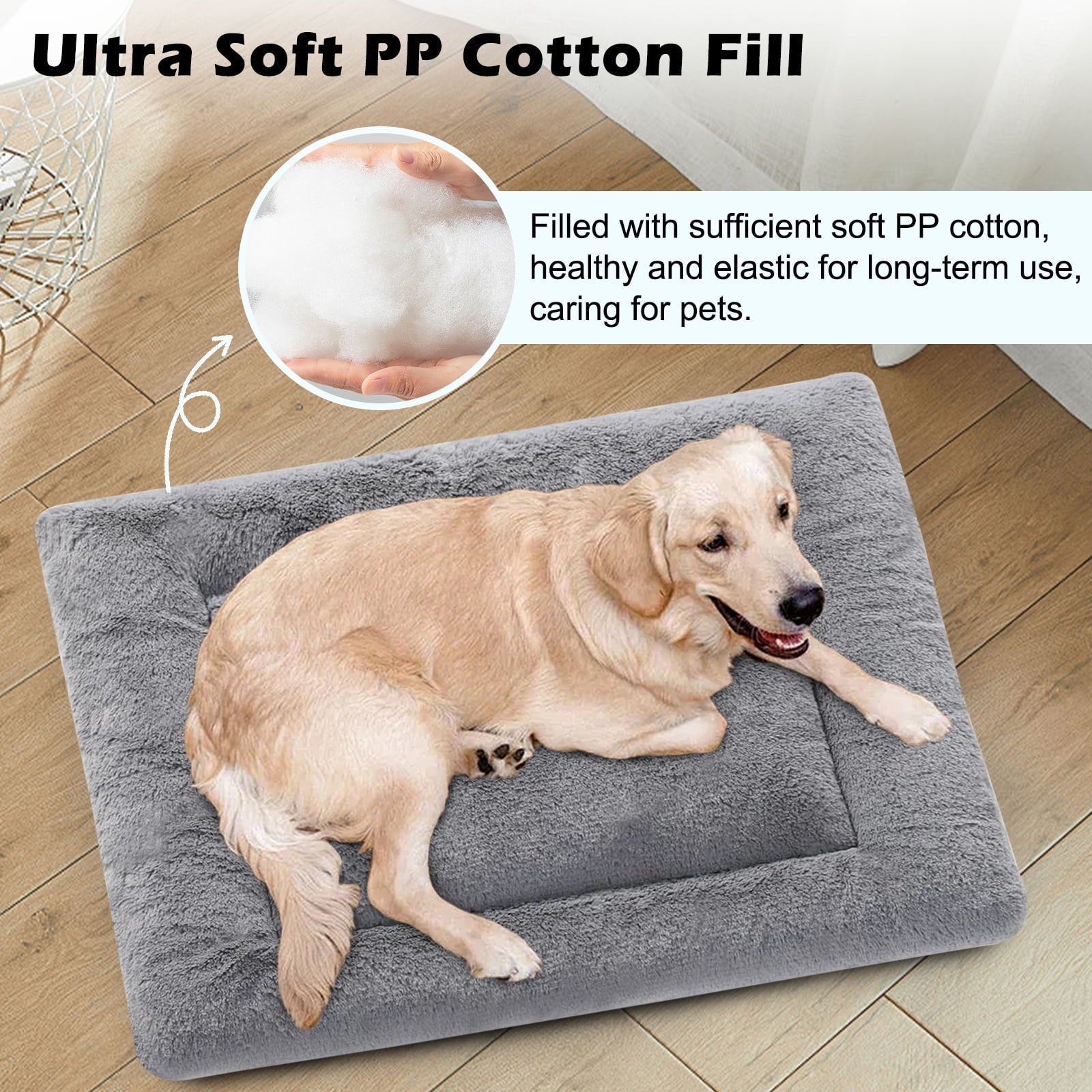 Plush Washable Dog Bed Ultra Dog Crate Mat Kennel Pad Anti-Slip Pet Sleeping Bed for Small Medium Large Dogs,Gray 36" x 23"