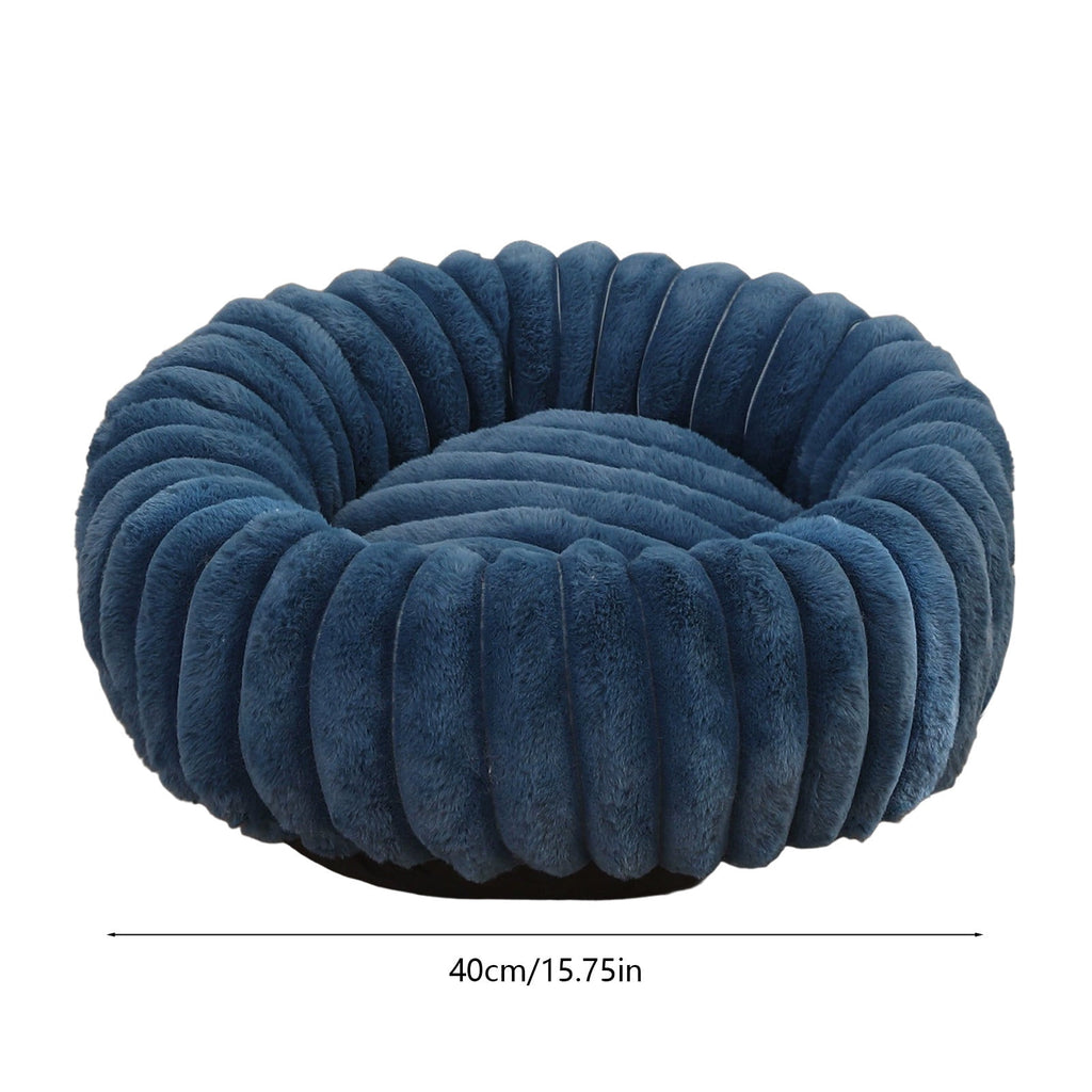 High Pile Plush Round Pet Bed Kennel Mat Extra Dog Cat Bed with Raised Edge for Small Medium Pets