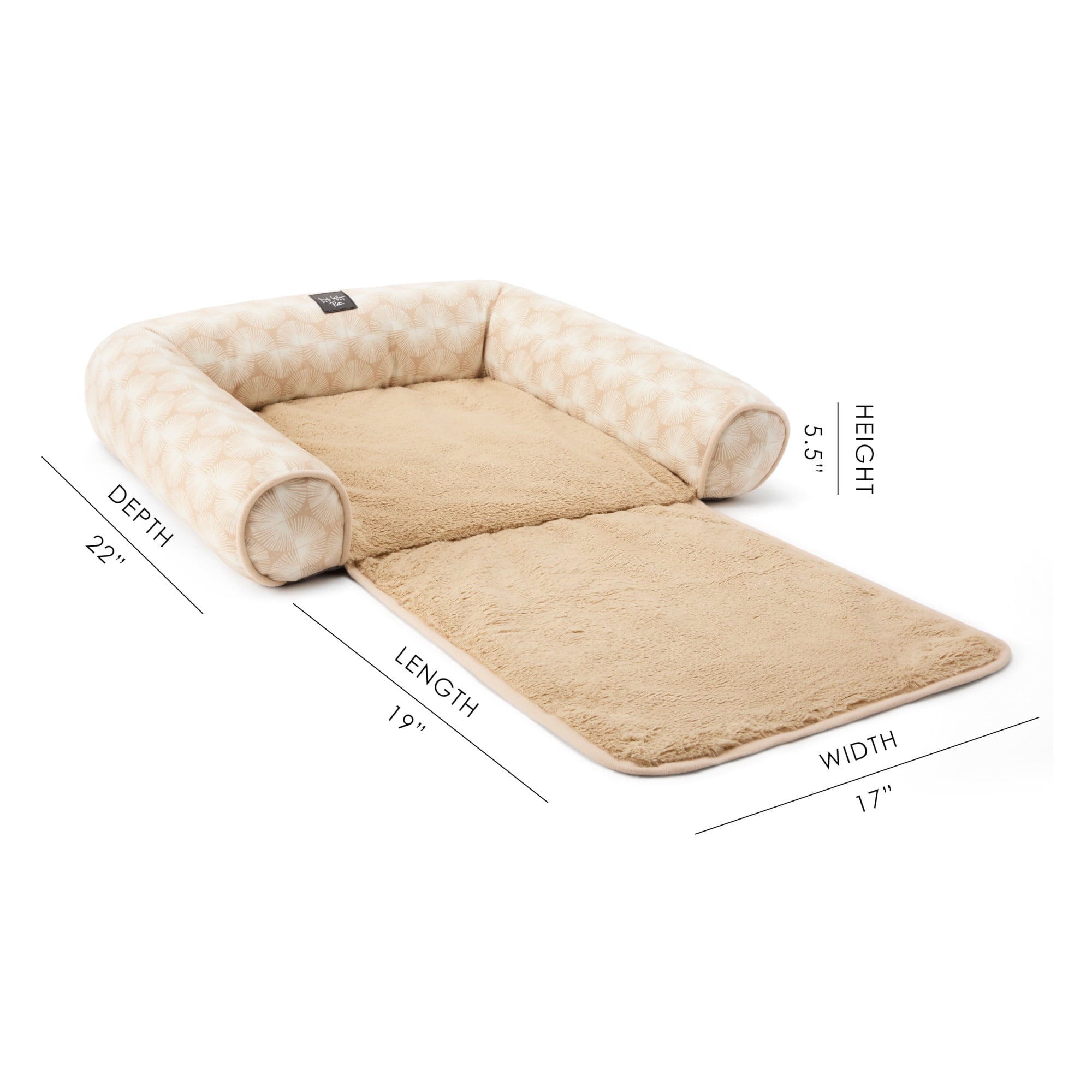 NEW YORK PET Kendall Fluted Geo Couch Protector Pet Bed, &amp; , Water Repellent, Bottom, , Blue, Large 40"x23"x4"