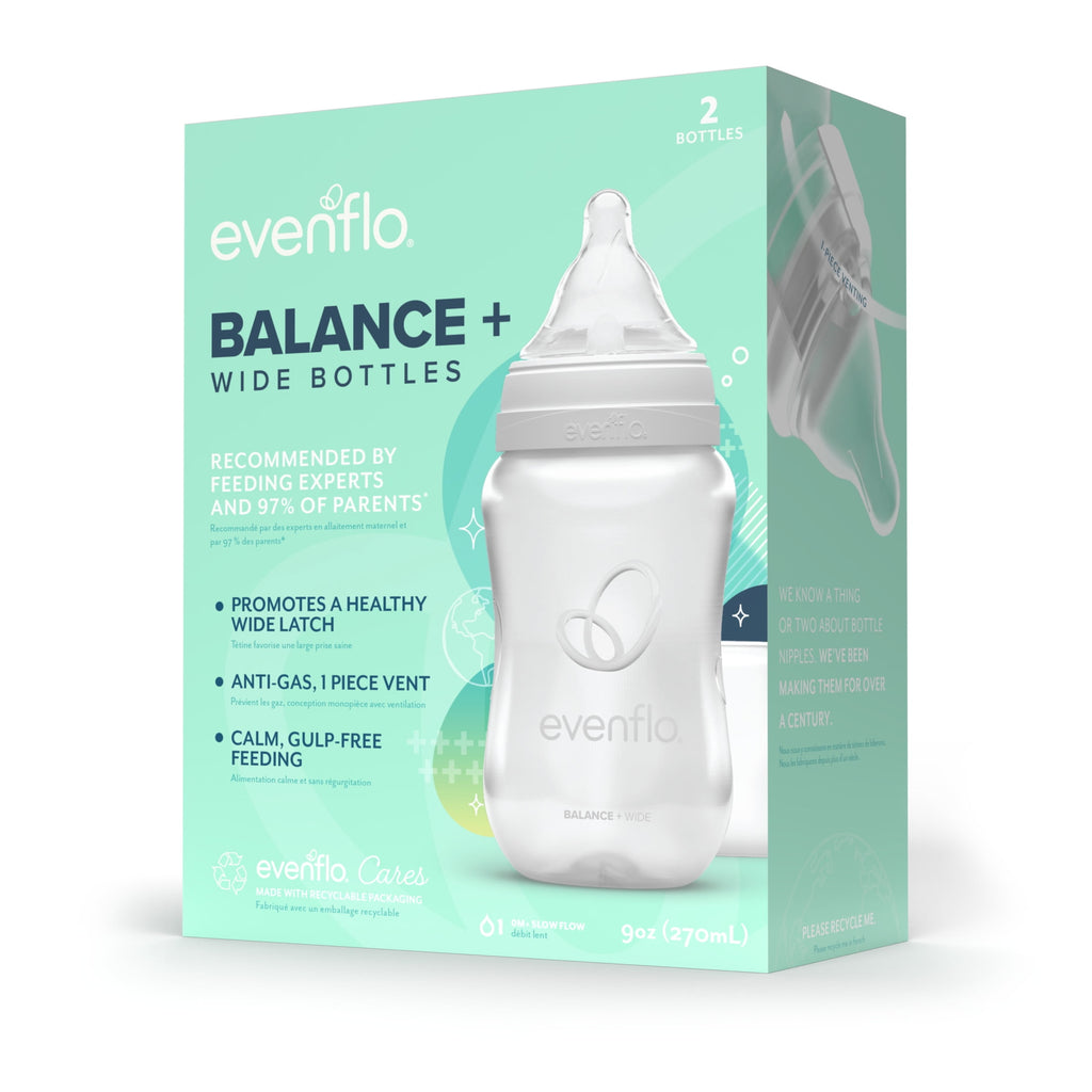 Balance Wide Baby Bottles, Platinum White Color 9oz 2 Count
