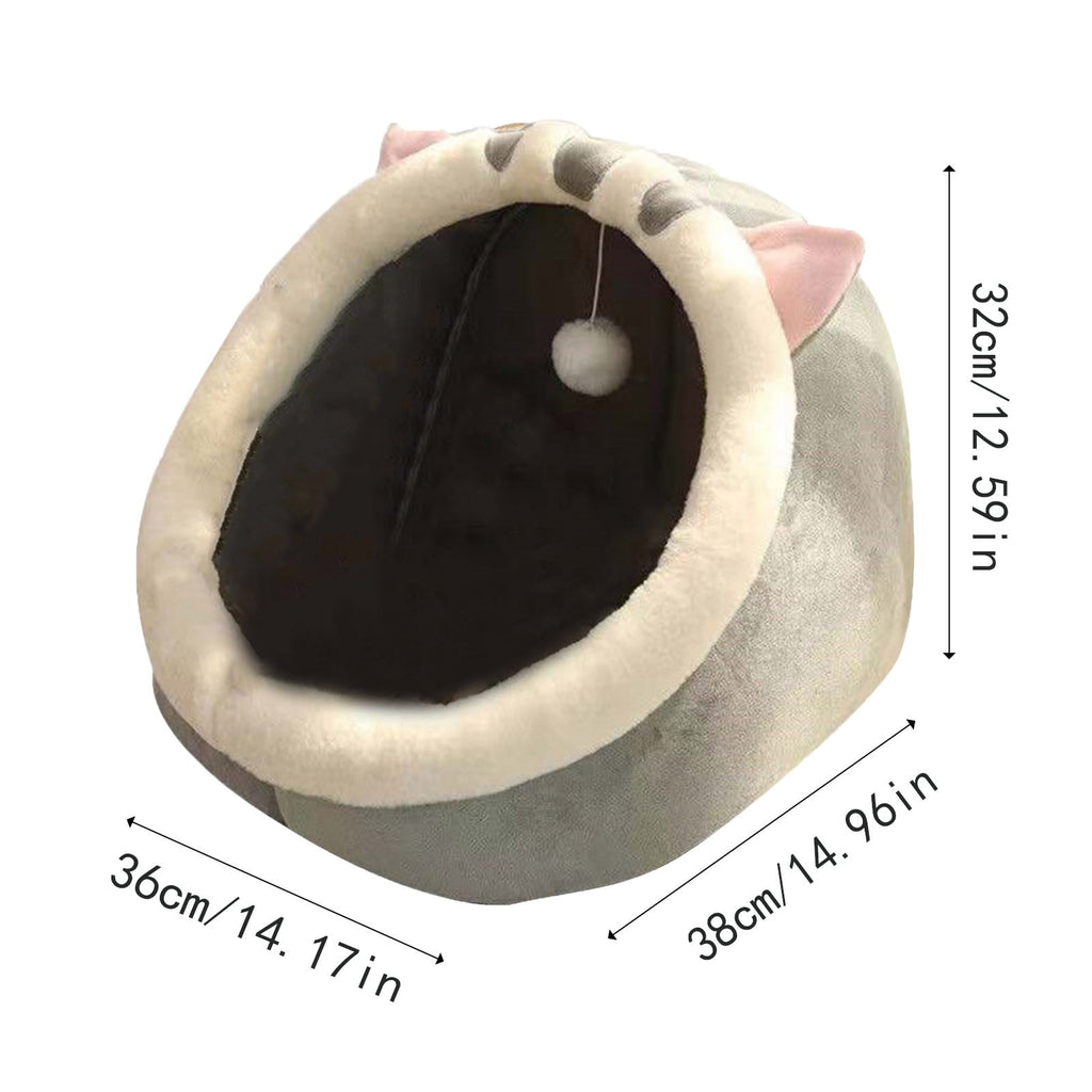 Washable Cat Bed &amp; Dog Bed, Semi-closed Bed for Small Medium Large Pets, Plush Cotton No Deformation Pet Bed on Clearance, Multipleon (11"x 11"x 10", Gray)