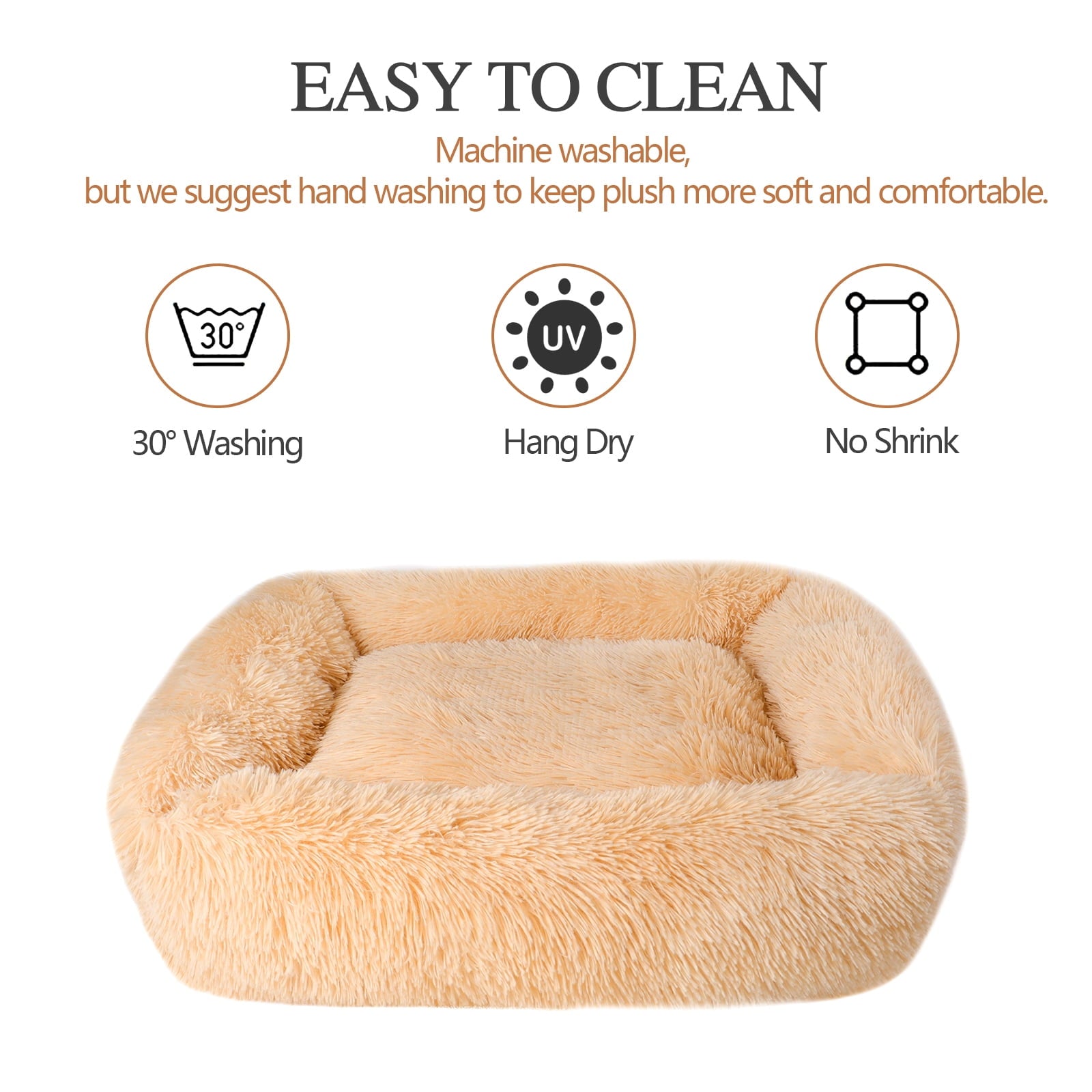 Rectangle Plush Pet Bed Bed for Dogs Cats Kennel Cuddler Crate Cushion Mat Washable