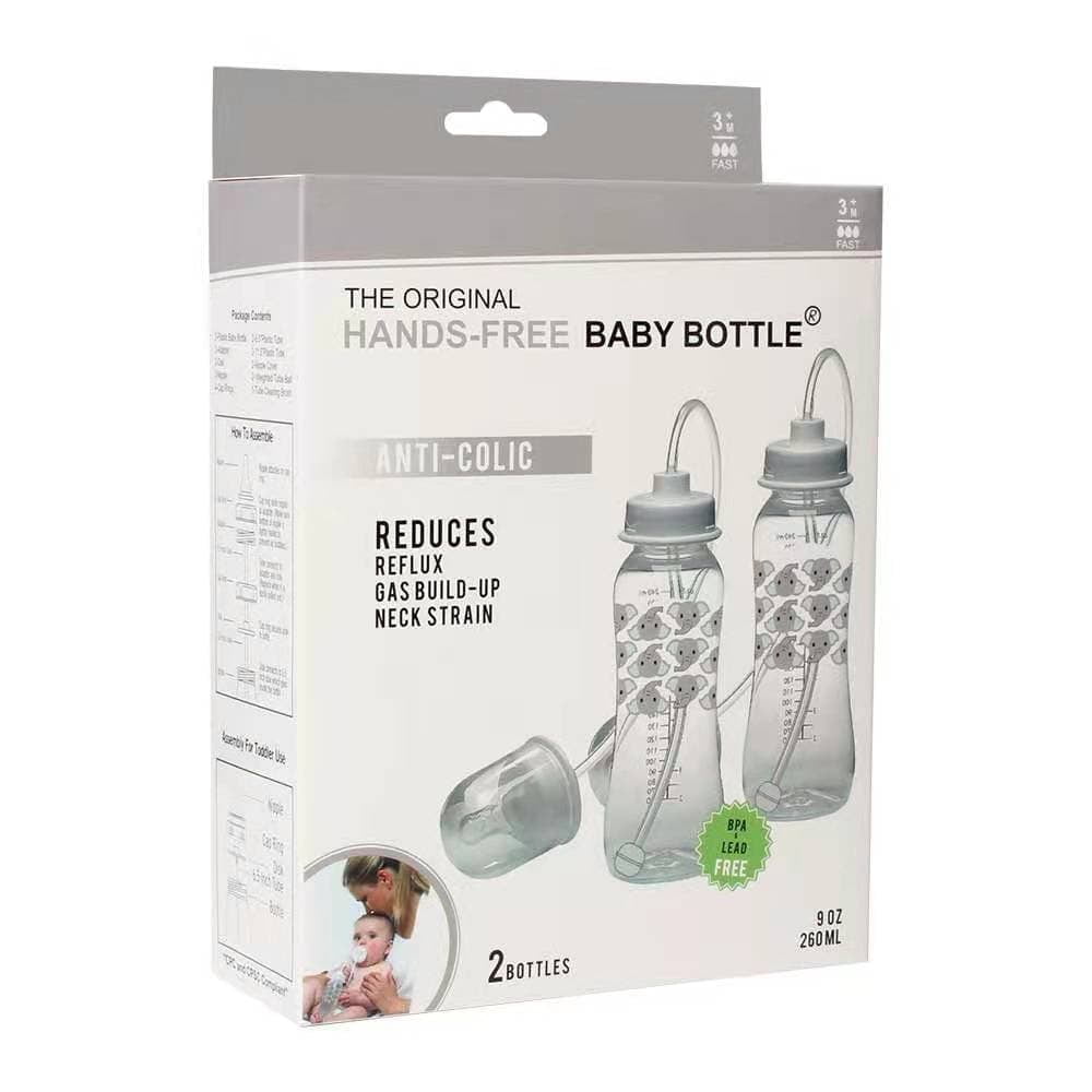 Hands-Free Baby Bottle - Self Feeding Baby Bottle System 9 oz (2 Pack - Elephant)