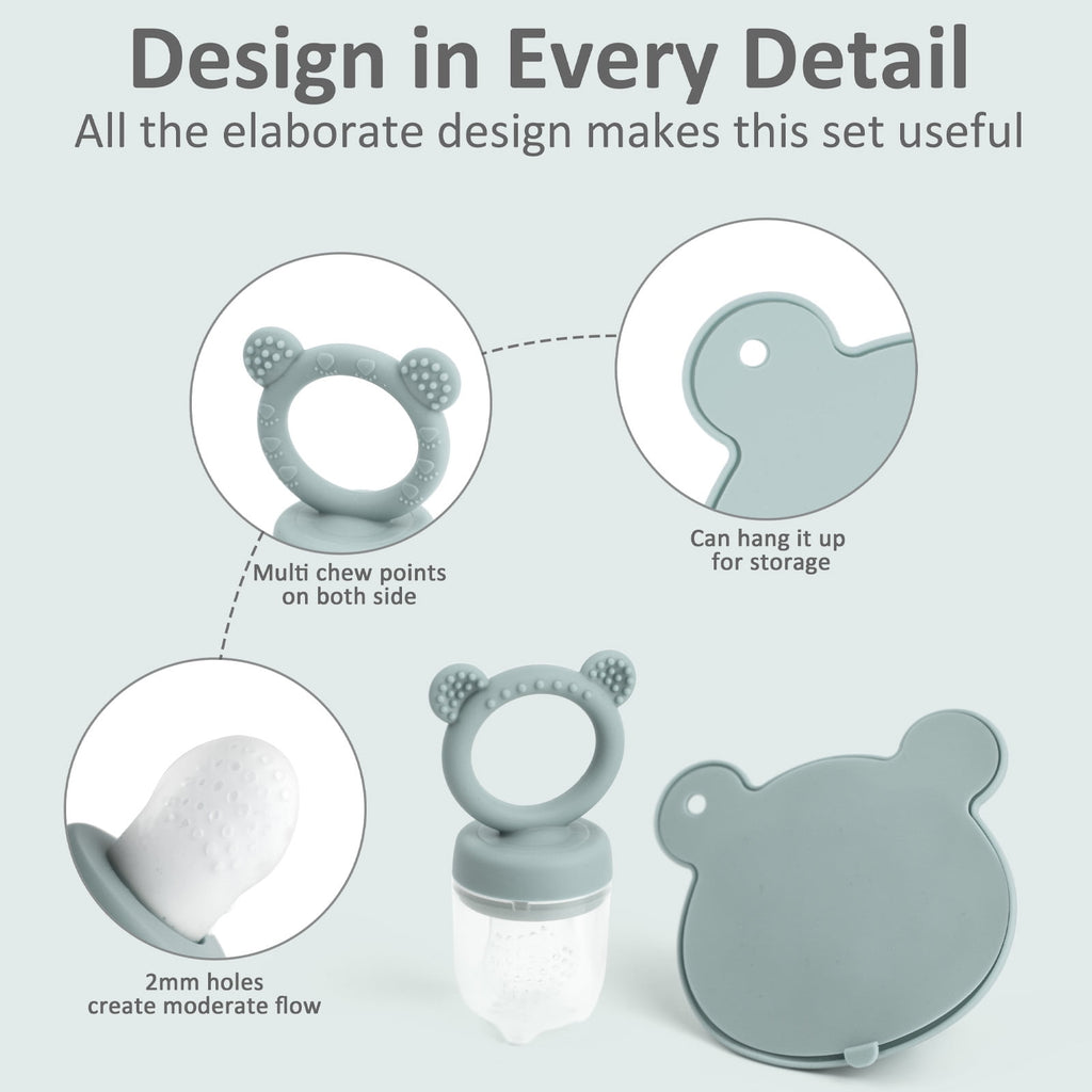 Silicone Baby Fruit Food Feeder Pacifier &amp; Breastmilk Popsicle Freezer Molds, Baby Food Storage Containers Breast Milk Ice Cubes for Baby Teething &amp; Infant Self Feeding, BPA Free (Green)