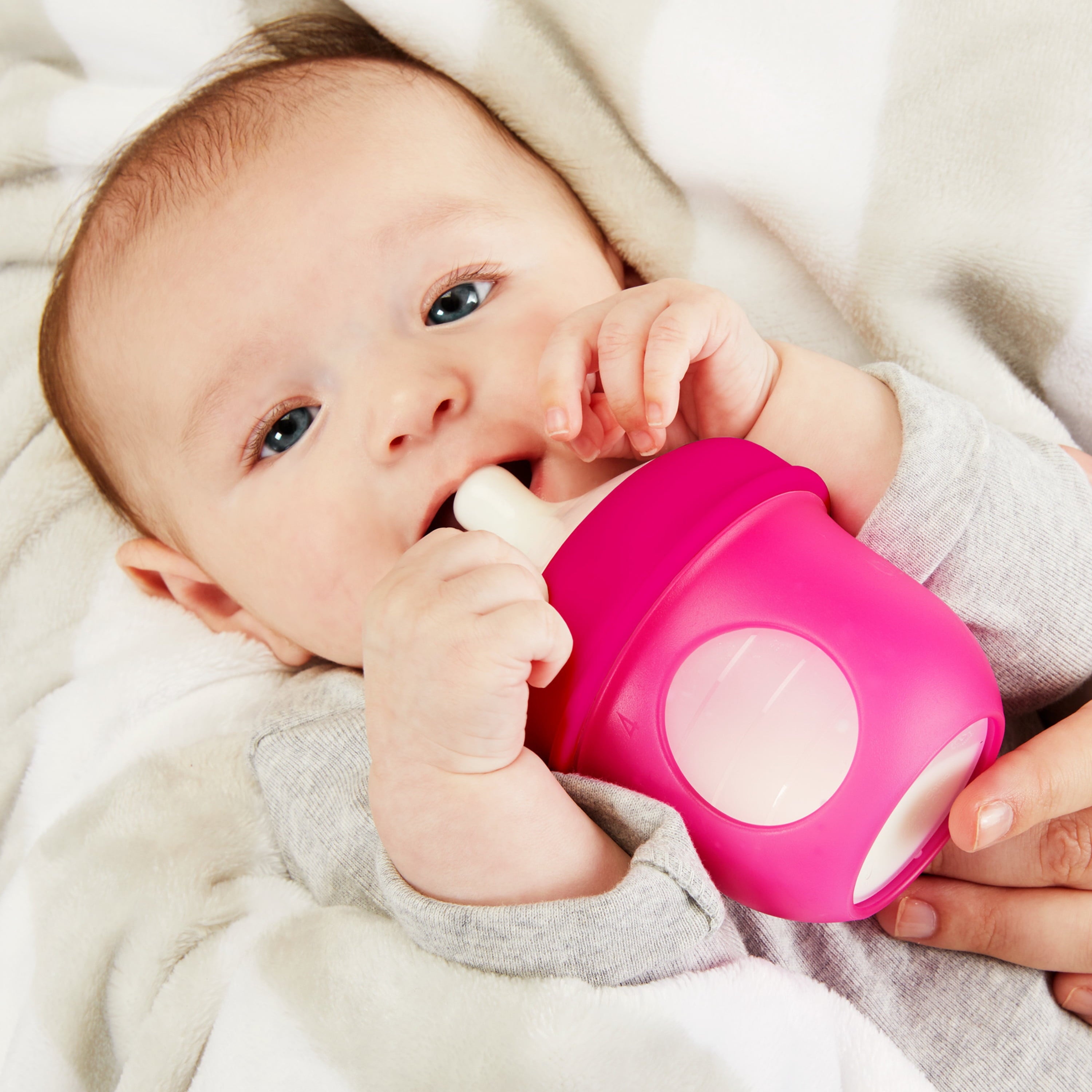 Nursh Silicone Pouch Baby Bottle, Air-Free Feeding, Pink Multi Pack 4 Oz 3 Pk