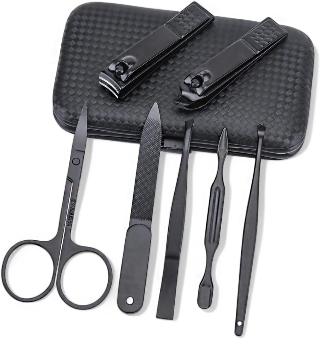 Beauty Power Manicure Set Nail Clipper Kit Personal Care Manicure Pedicure Set 12 in 1 Mens Womens Accessories Nail Grooming Kit Personal Care Set - Gift Idea (Pink and Black)