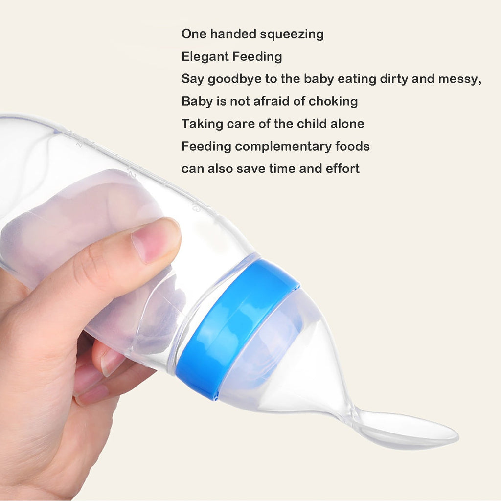 Pedty 1* Squeezed Feeding Spoon,1pc Silicone Baby Food Bottle Spoon Feeder For Baby Toddler Infant Cereal Food Supplement 120ml