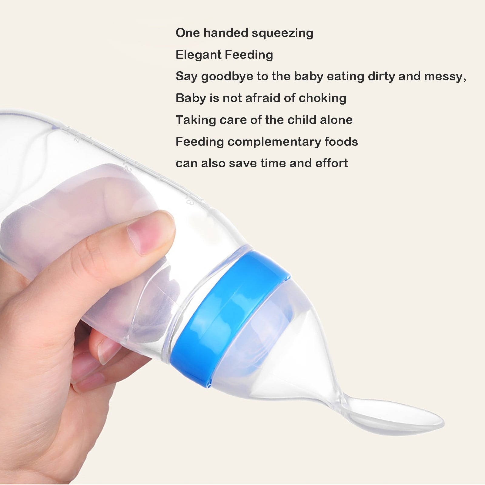 Pedty 1* Squeezed Feeding Spoon,1pc Silicone Baby Food Bottle Spoon Feeder For Baby Toddler Infant Cereal Food Supplement 120ml