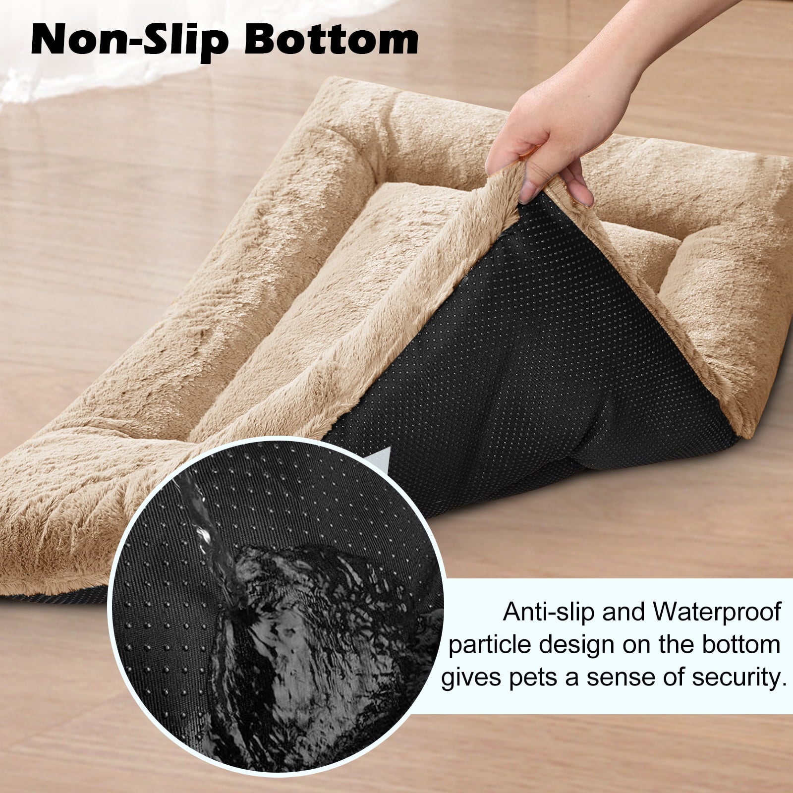 Plush Washable Dog Bed Ultra Dog Crate Mat Kennel Pad Anti-Slip Pet Sleeping Bed for Small Medium Large Dogs,Gray 36" x 23"