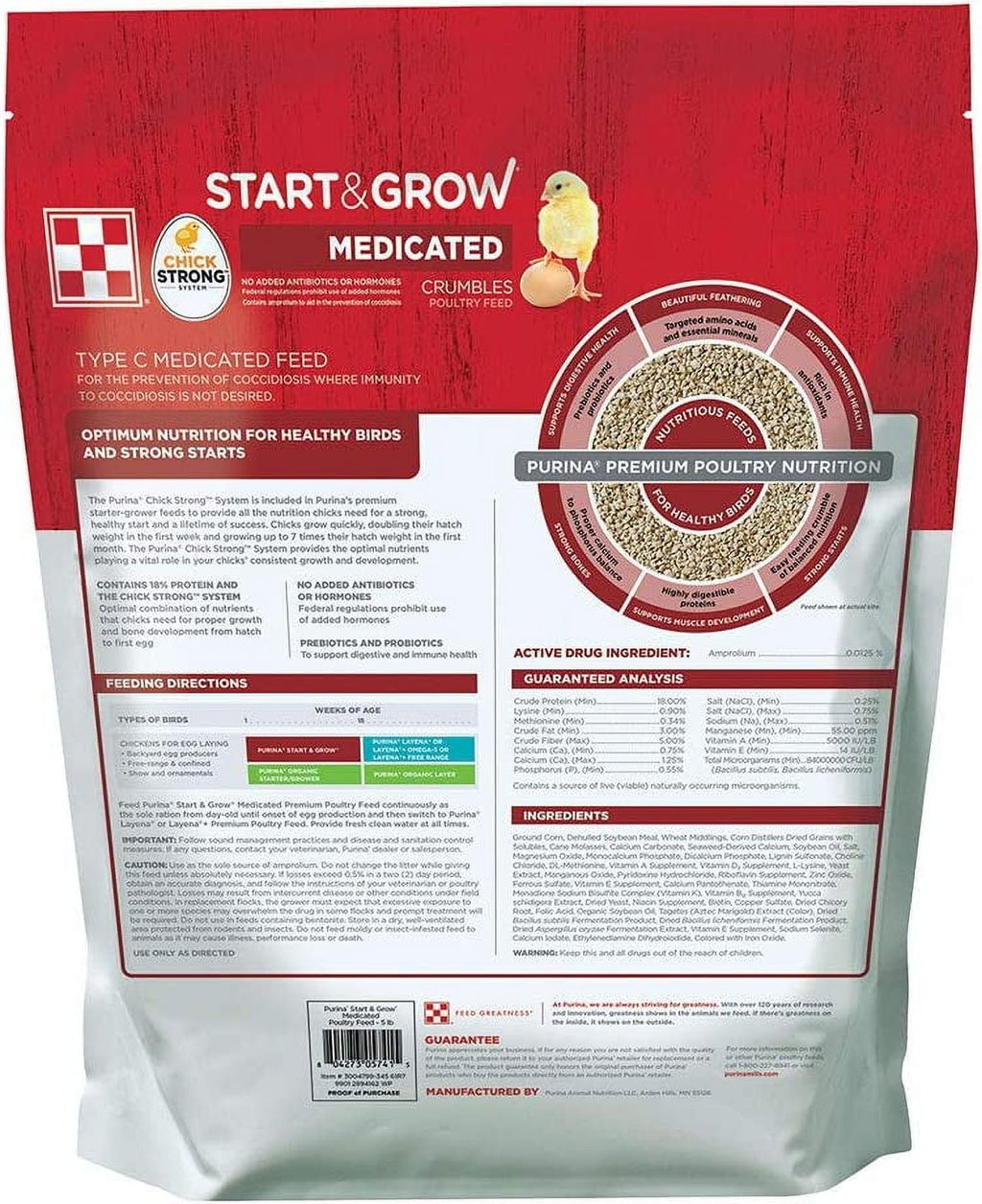 Start &amp; Grow Starter/Grower Medicated Feed Crumbles, 5 lb bag