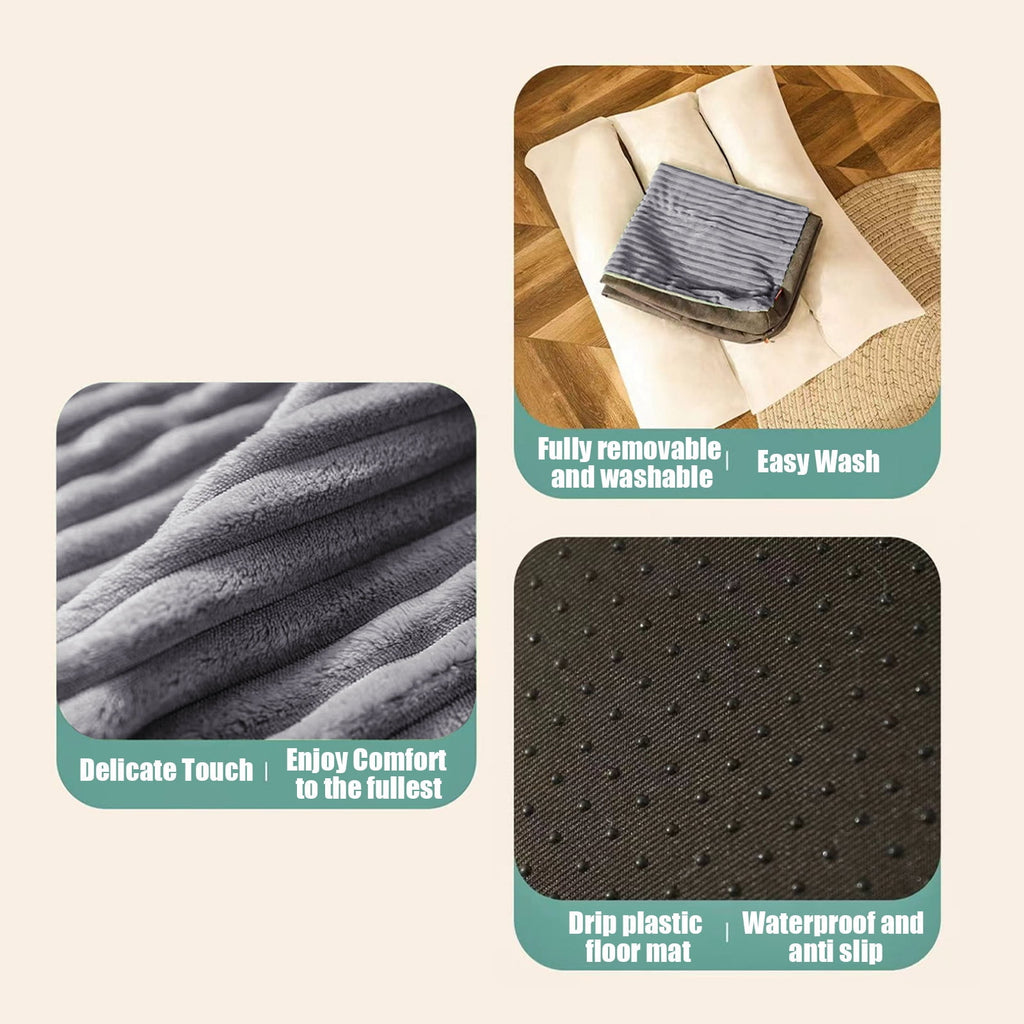 Dog Bed Washable with Removable Cover , Flannel Dog Crate Beds for Large Medium Small Dogs Cats, Pet Beds Kennel Pad 23.6 inch x 18.5 inch