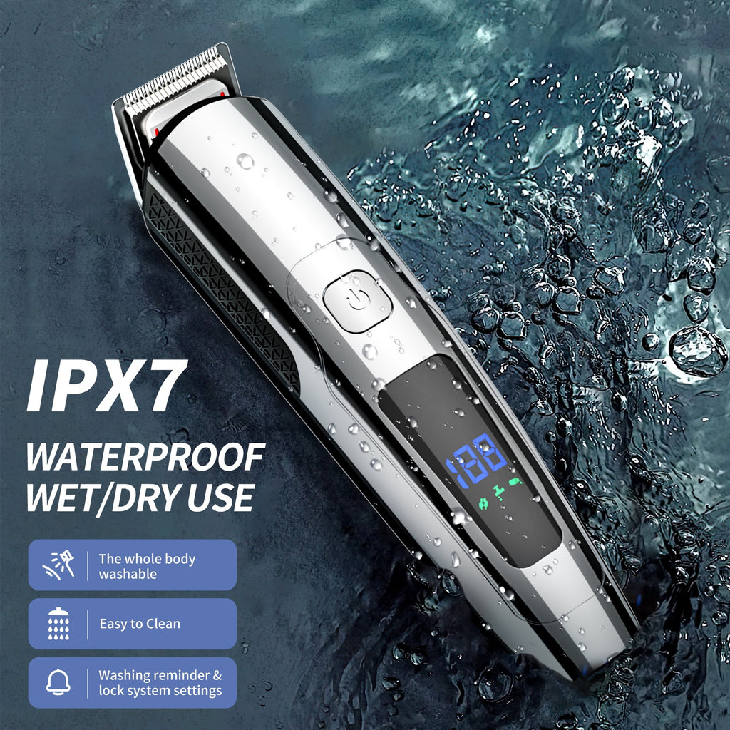 Hair Clipper for Men, All in One Grooming Kit IPX7 , Cordless Electric Beard Trimmer, USB Rechargeable Body Mustache Nose Ear Facial Cutting Groomer for Wet/Dry W/ LED Display, Storage Dock