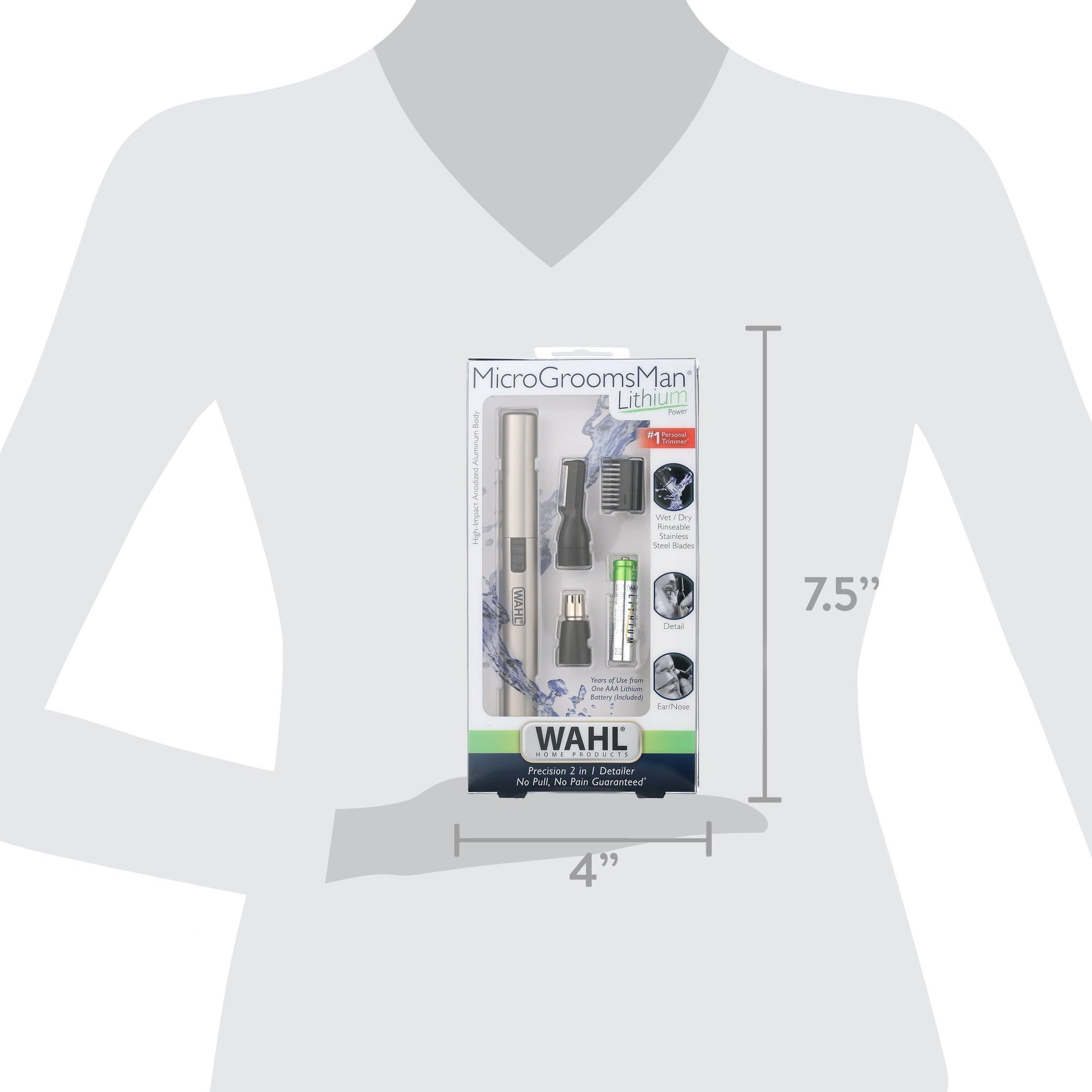 Micro Groomsman Lithium Battery Face &amp; Body Detail Hair Trimmer for Men 5640-1101