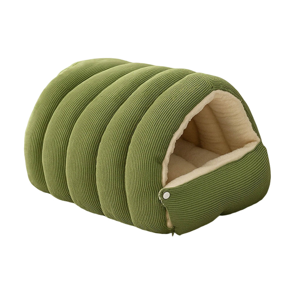 Winter Small Pet Bed - Washable Semi-Enclosed Cat/Dog Bed, Dual-Purpose (Open/Closed), Wear-Resistant Cloth, Fits Pets Under 5 lbs, Green, Compact 18.9x11.8x7.87in